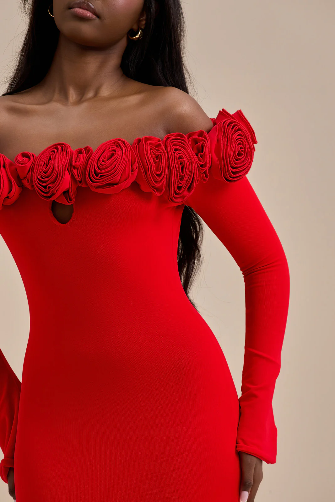 AINSLEIGH BARDOT ROSE MAXI DRESS | RED - SALE - Image 15