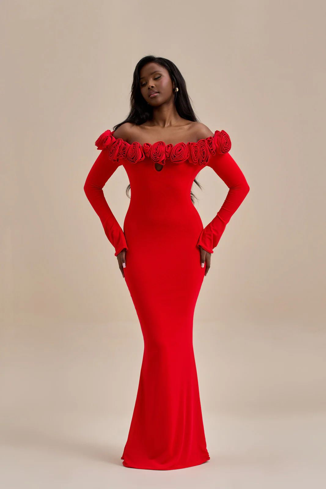 AINSLEIGH BARDOT ROSE MAXI DRESS | RED - SALE - Image 17