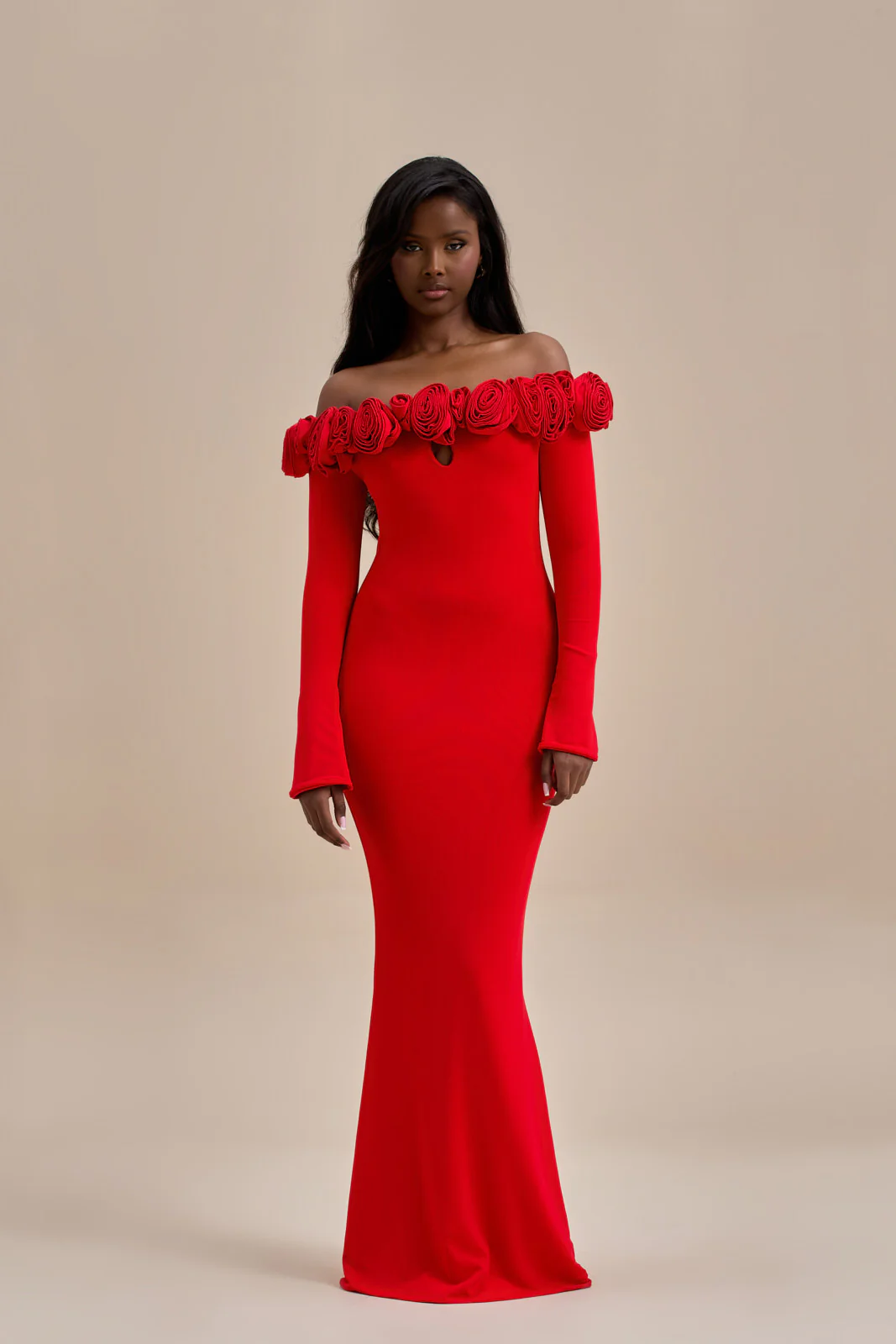 AINSLEIGH BARDOT ROSE MAXI DRESS | RED - SALE - Image 18