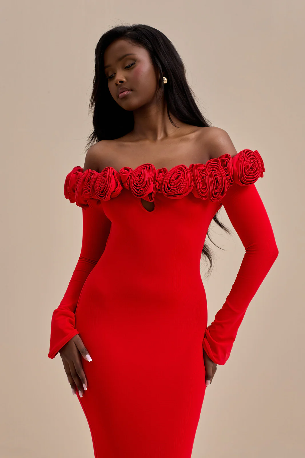 AINSLEIGH BARDOT ROSE MAXI DRESS | RED - SALE - Image 19