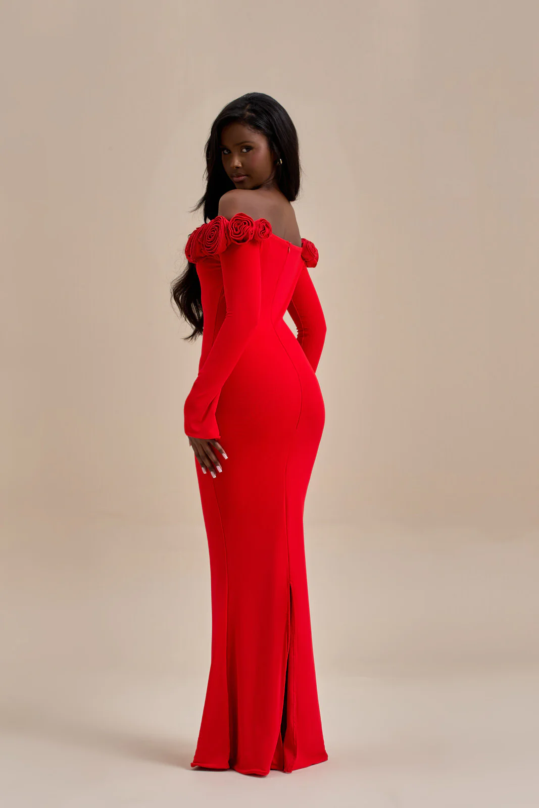 AINSLEIGH BARDOT ROSE MAXI DRESS | RED - SALE - Image 8