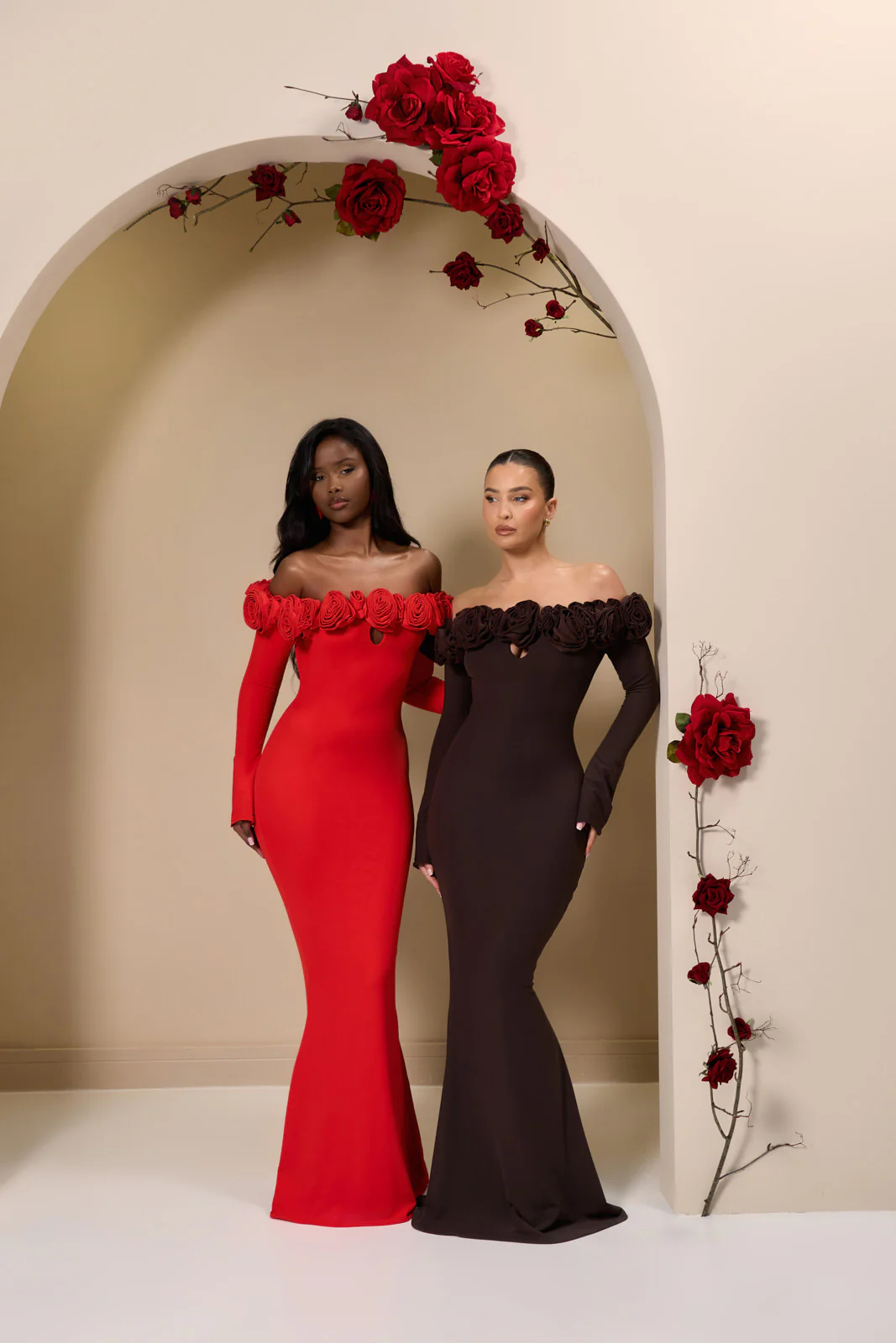 AINSLEIGH BARDOT ROSE MAXI DRESS | CHOC - SALE - Image 10