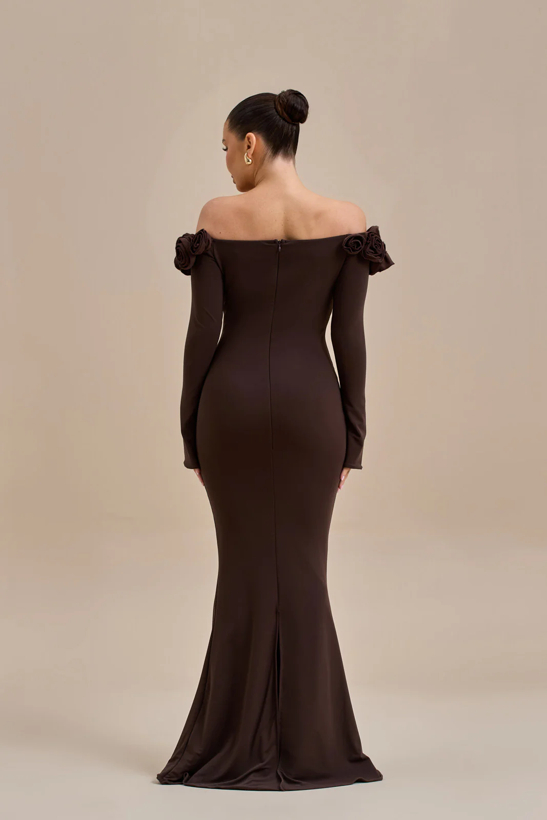 AINSLEIGH BARDOT ROSE MAXI DRESS | CHOC - SALE - Image 7