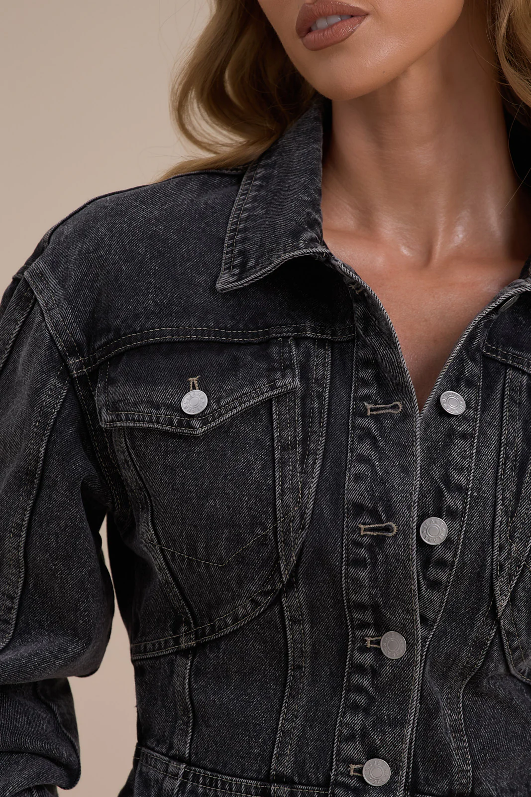 ALIX BUTTON UP CORSET JACKET | DARK WASH DENIM - Image 15