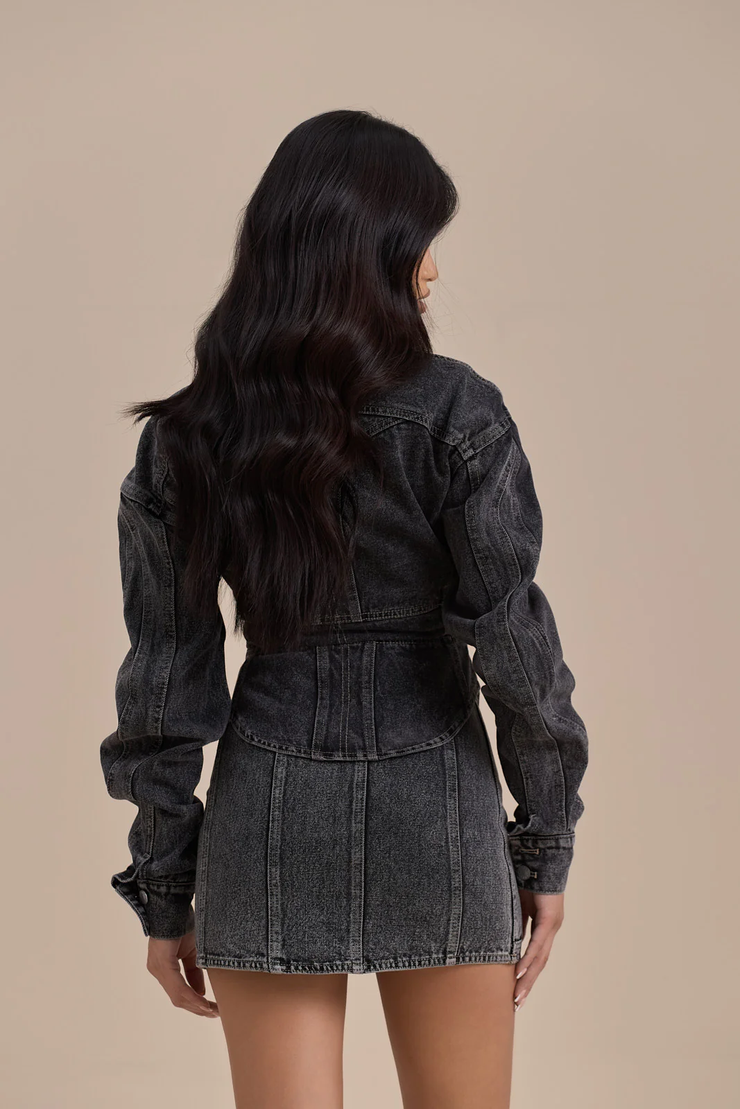 ALIX BUTTON UP CORSET JACKET | DARK WASH DENIM - Image 18