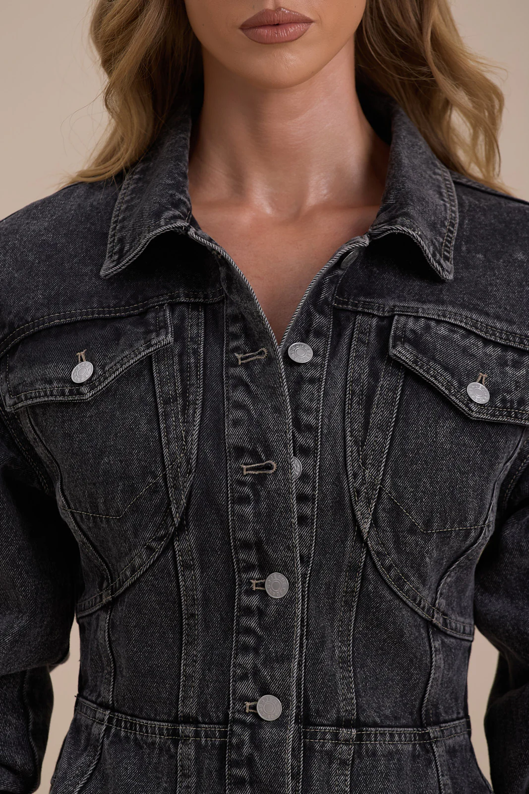 ALIX BUTTON UP CORSET JACKET | DARK WASH DENIM - Image 6