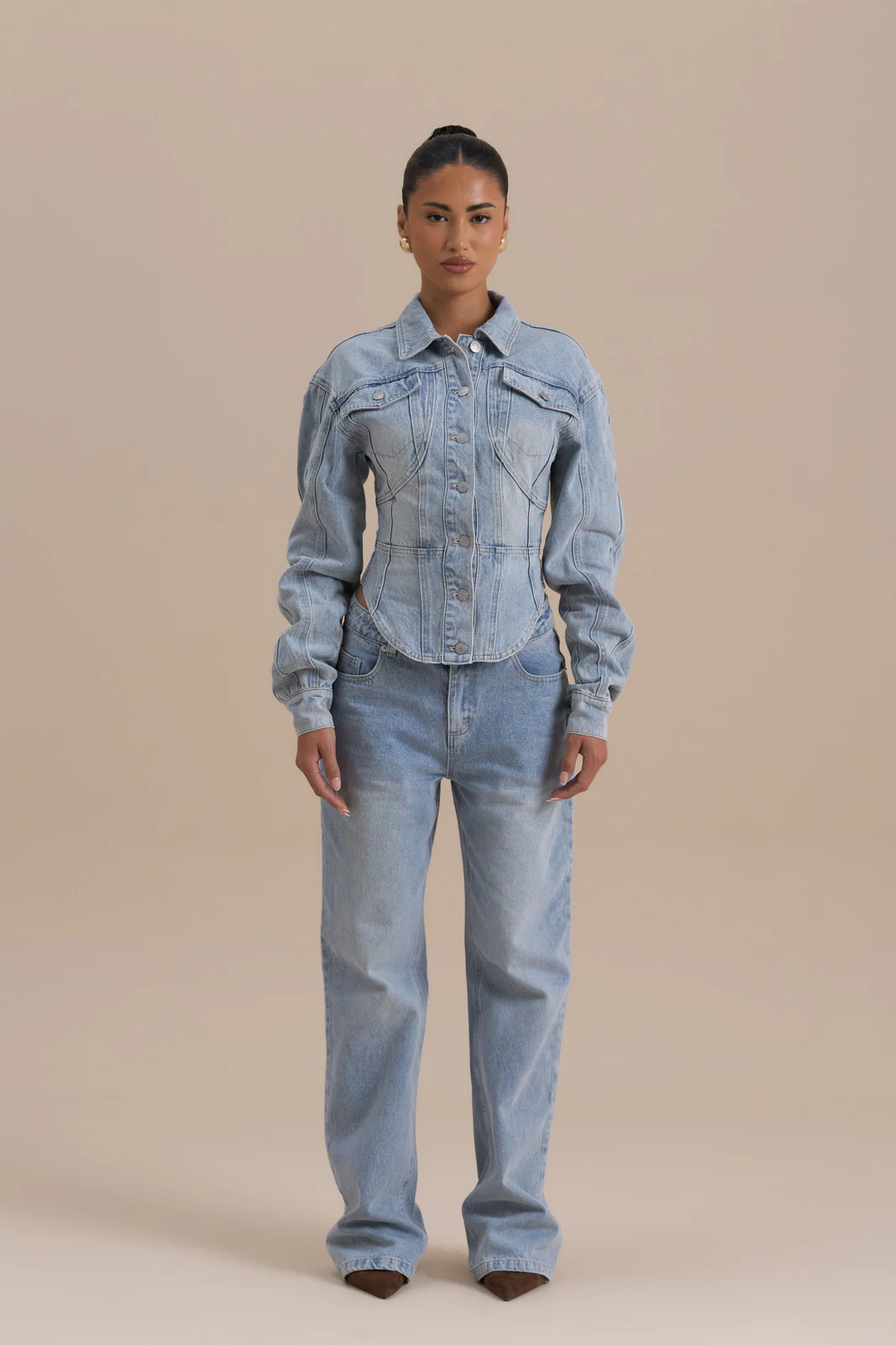 WANDER STRAIGHT LEG JEANS WITH ADJUSTABLE WAIST | MID WASH DENIM - Image 6