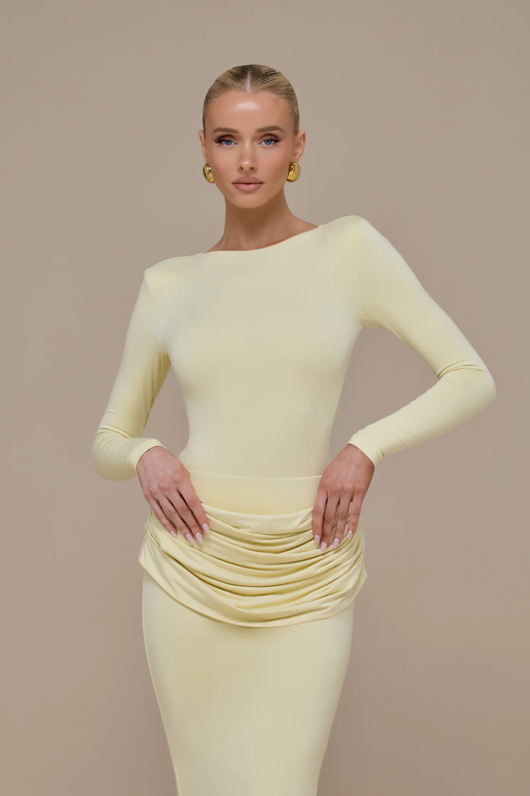 ASHTIN LONG SLEEVE BOAT NECK BODYSUIT | LEMON - Image 5