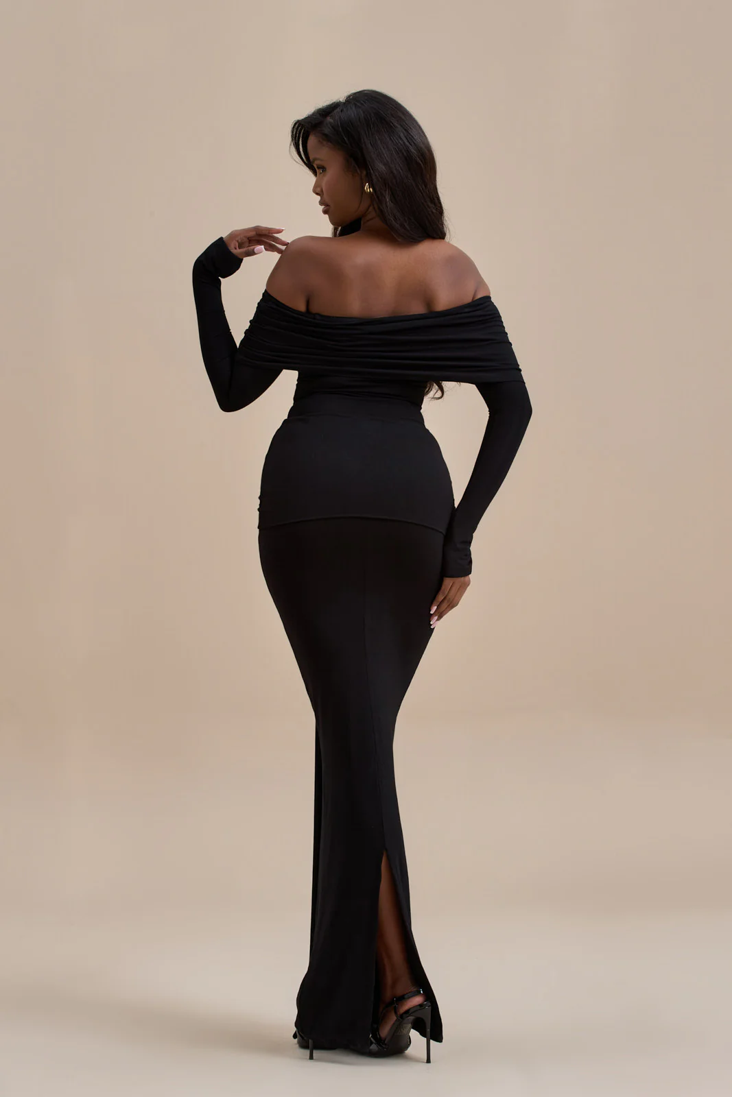 BELLE DRAPE MAXI SKIRT | BLACK - SALE - Image 11