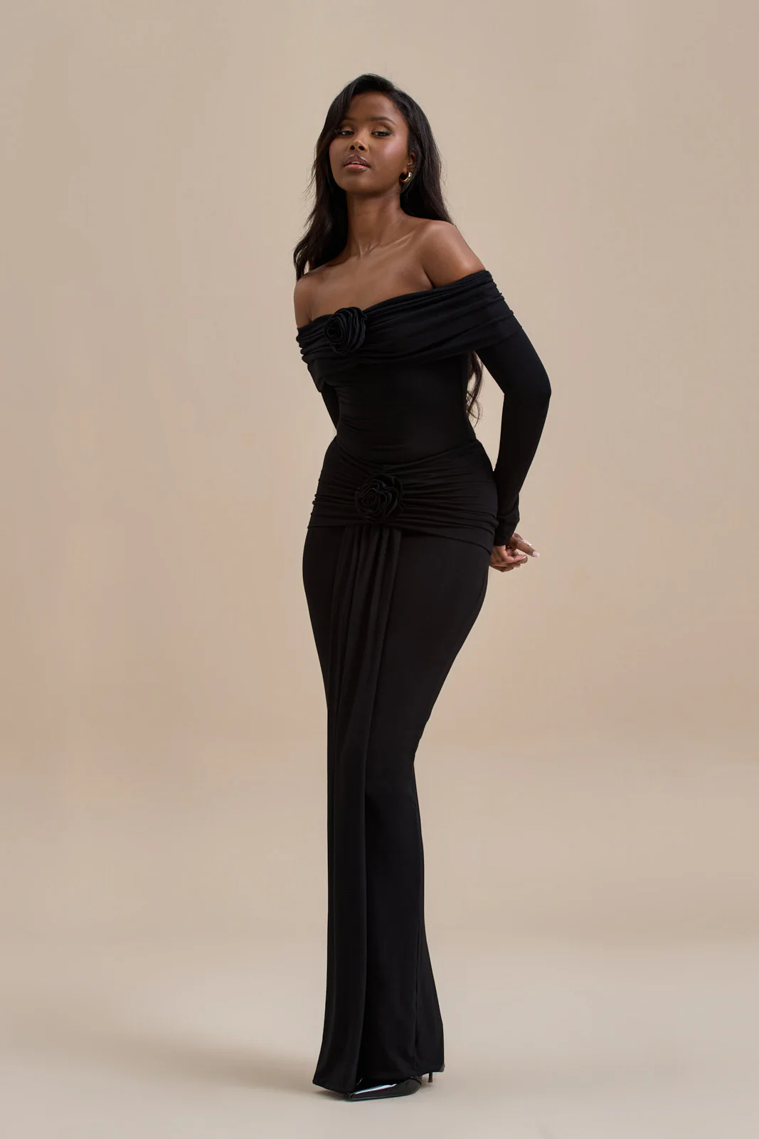 BELLE DRAPE MAXI SKIRT | BLACK - SALE - Image 12