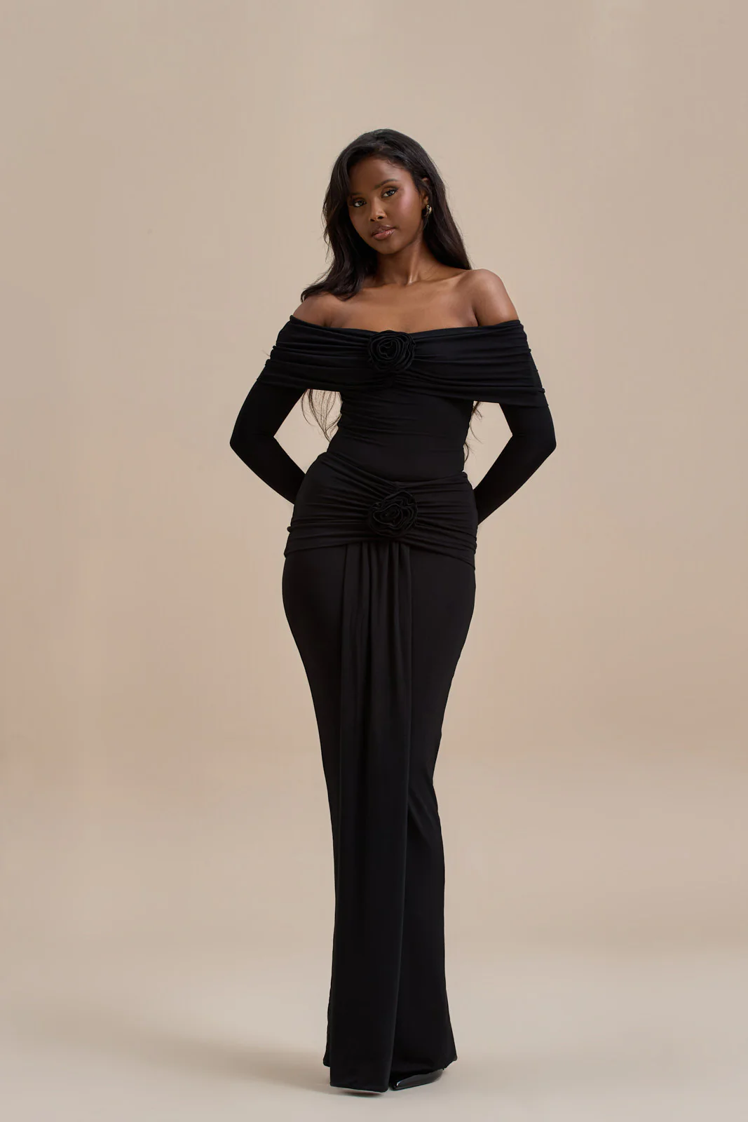 BELLE DRAPE MAXI SKIRT | BLACK - SALE - Image 13