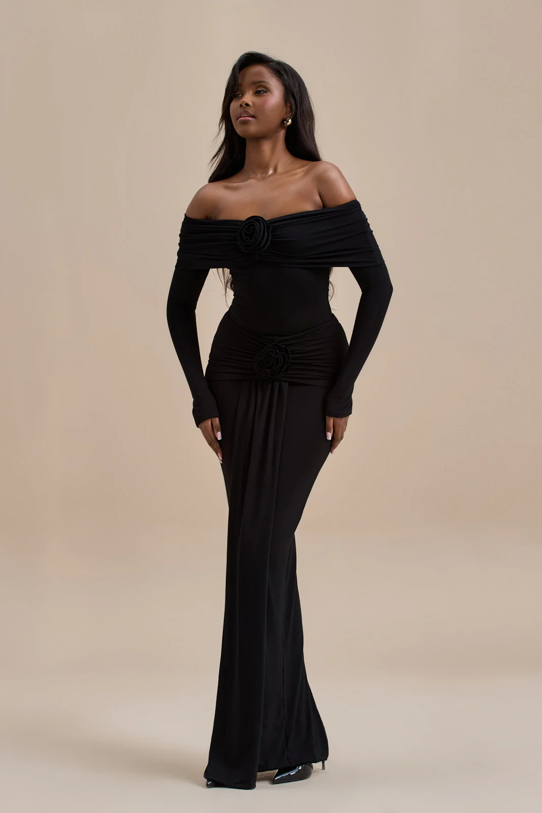 BELLE DRAPE MAXI SKIRT | BLACK - SALE - Image 14