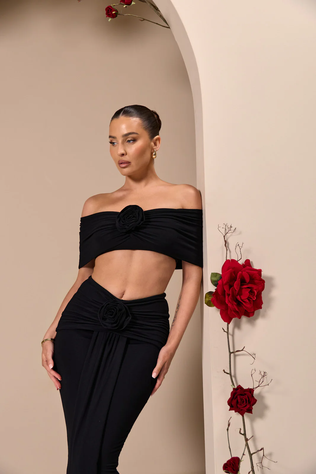BELLE DRAPE MAXI SKIRT | BLACK - SALE - Image 6
