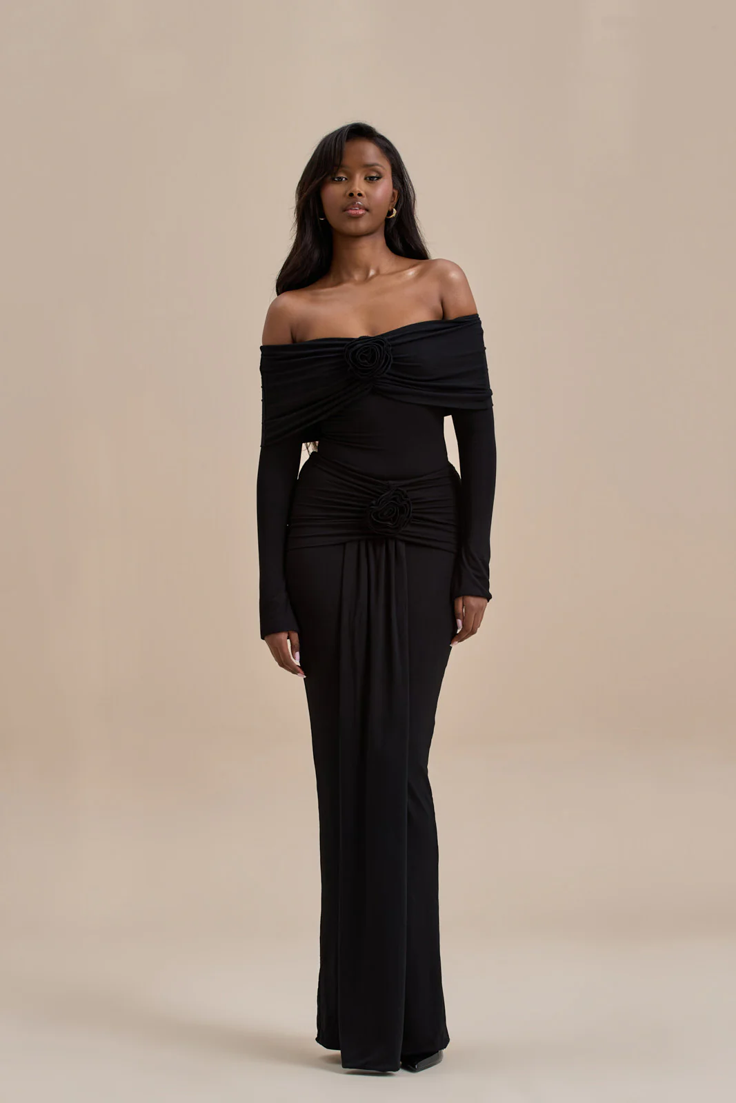 BELLE DRAPE MAXI SKIRT | BLACK - SALE - Image 9