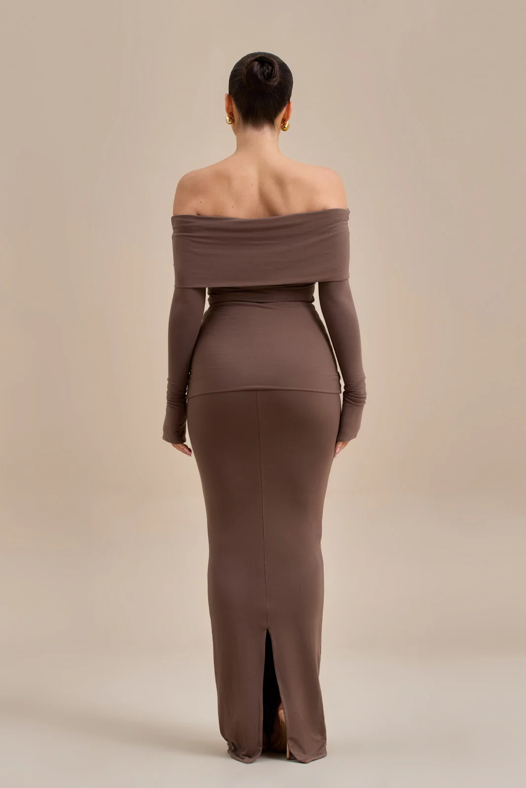 BELLE DRAPE MAXI SKIRT | CHOC - SALE - Image 8