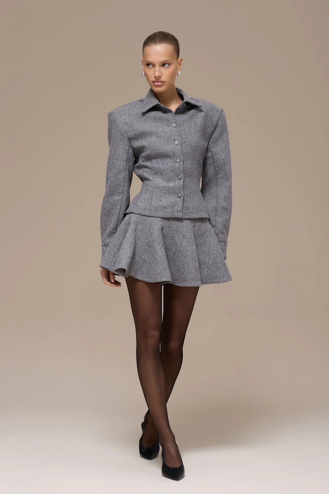 BLAIR PLEATED SKIRT | GREY - SALE - Image 7
