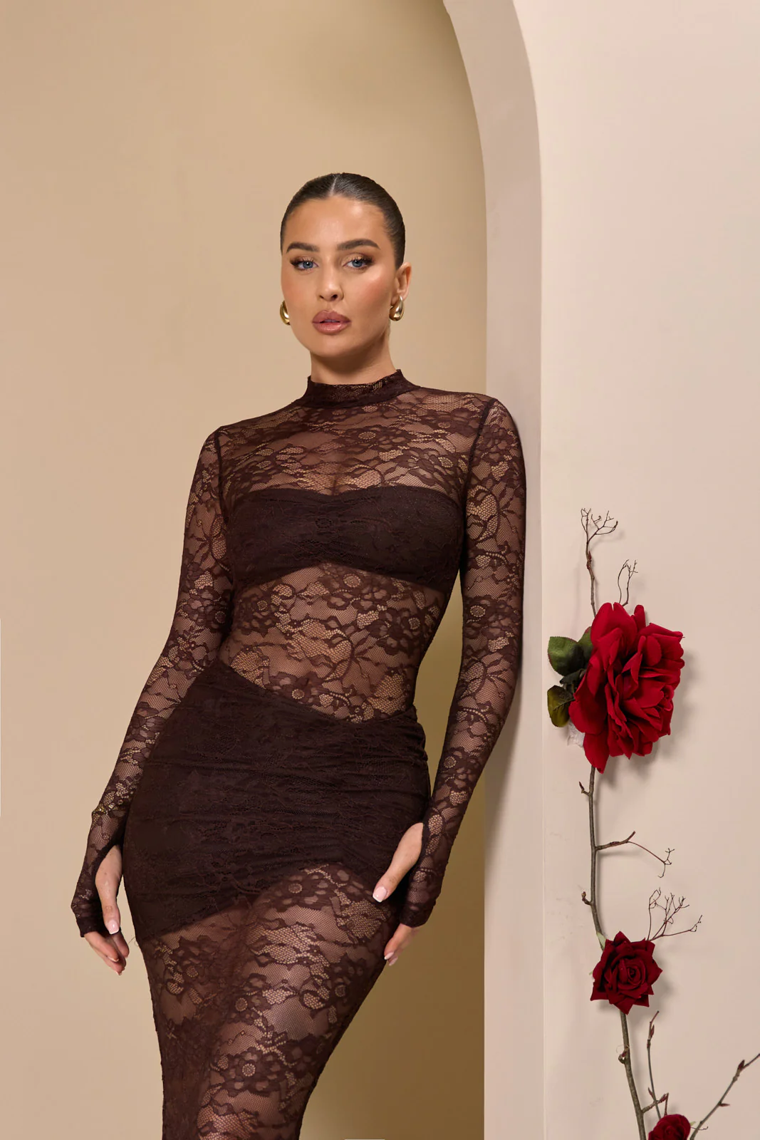BRITNEY LACE BODYSUIT | CHOCOLATE - Image 4