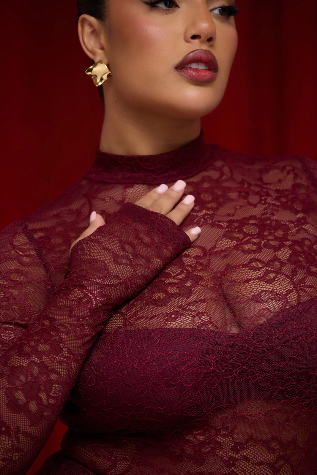 BRITNEY LACE BODYSUIT | WINE - Image 14