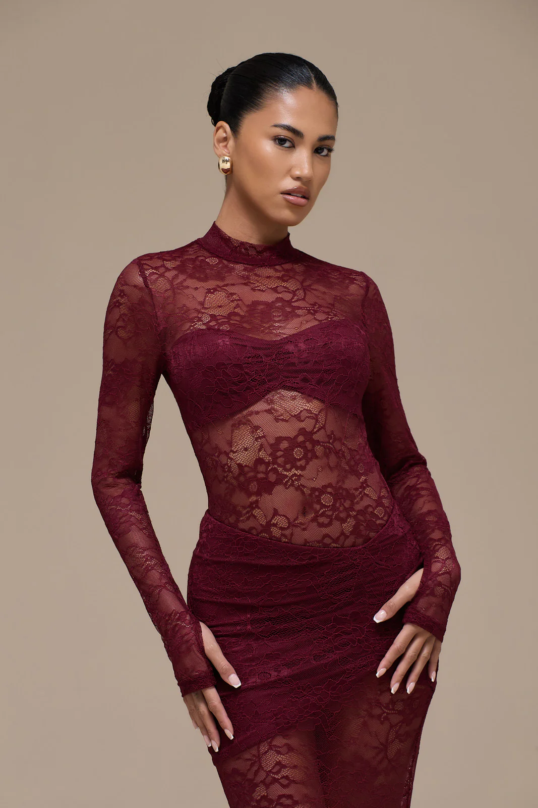 BRITNEY LACE BODYSUIT | WINE - Image 4