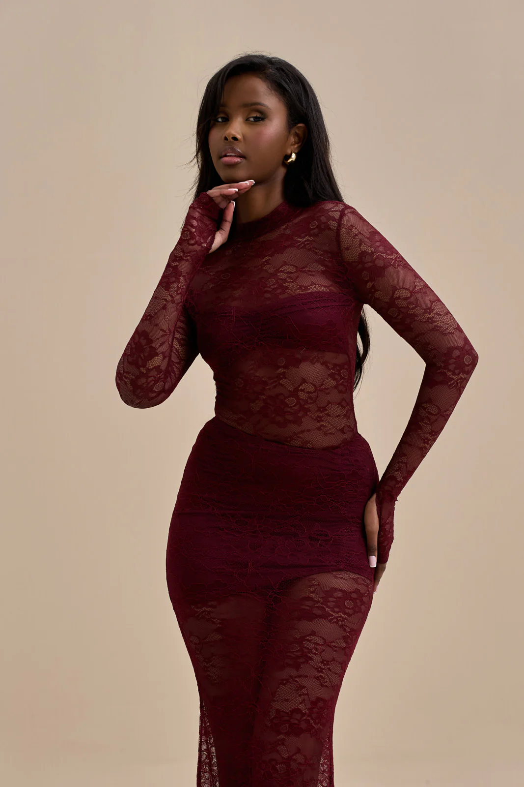 BRITNEY LACE BODYSUIT | WINE - Image 7
