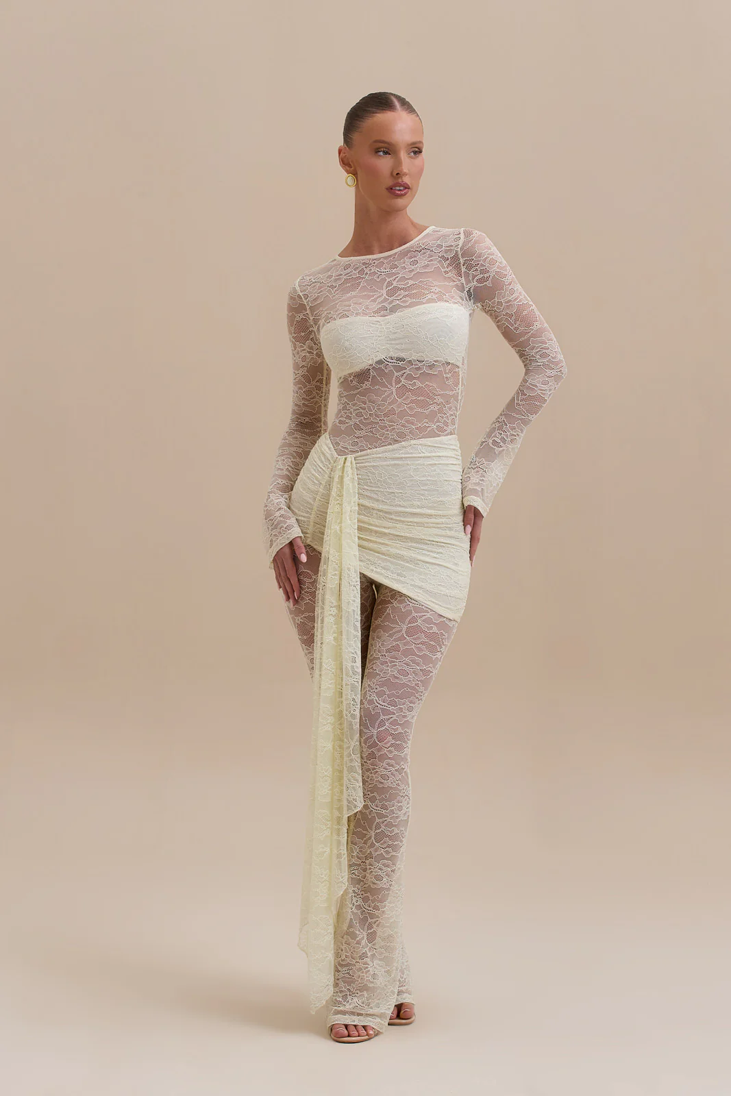 JAMIE LACE JUMPSUIT | LEMON - SALE - Image 3