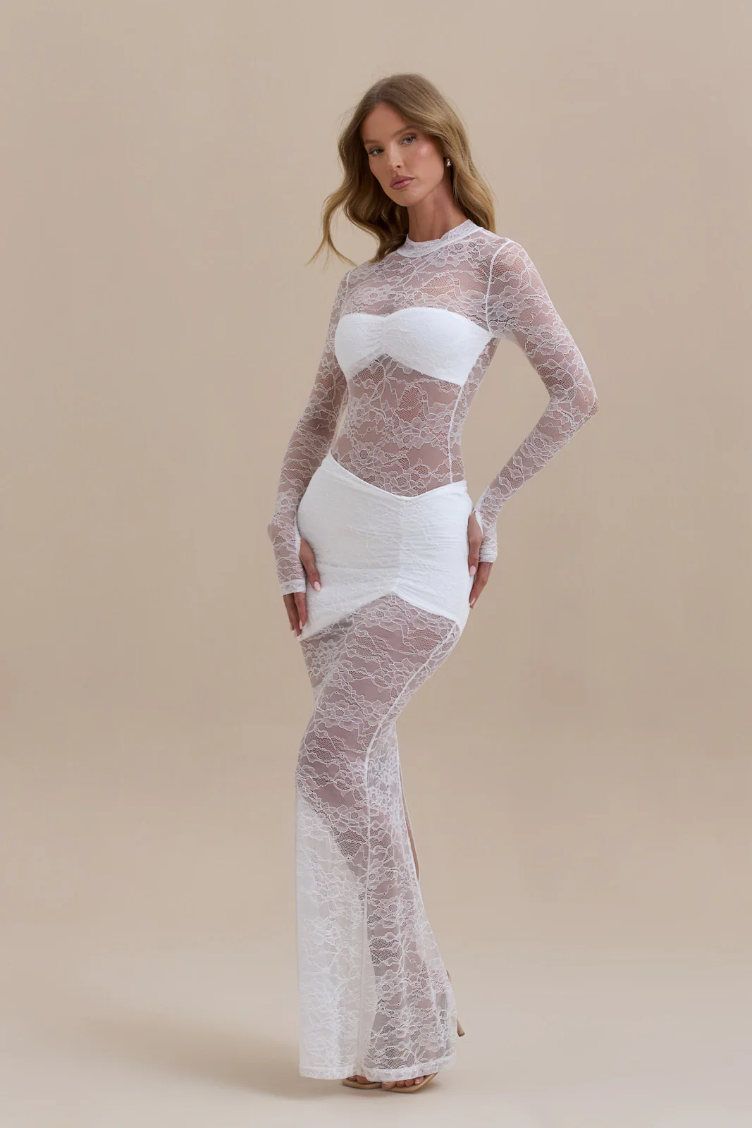 BRITNEY LACE MAXI SKIRT | WHITE - SALE - Image 6