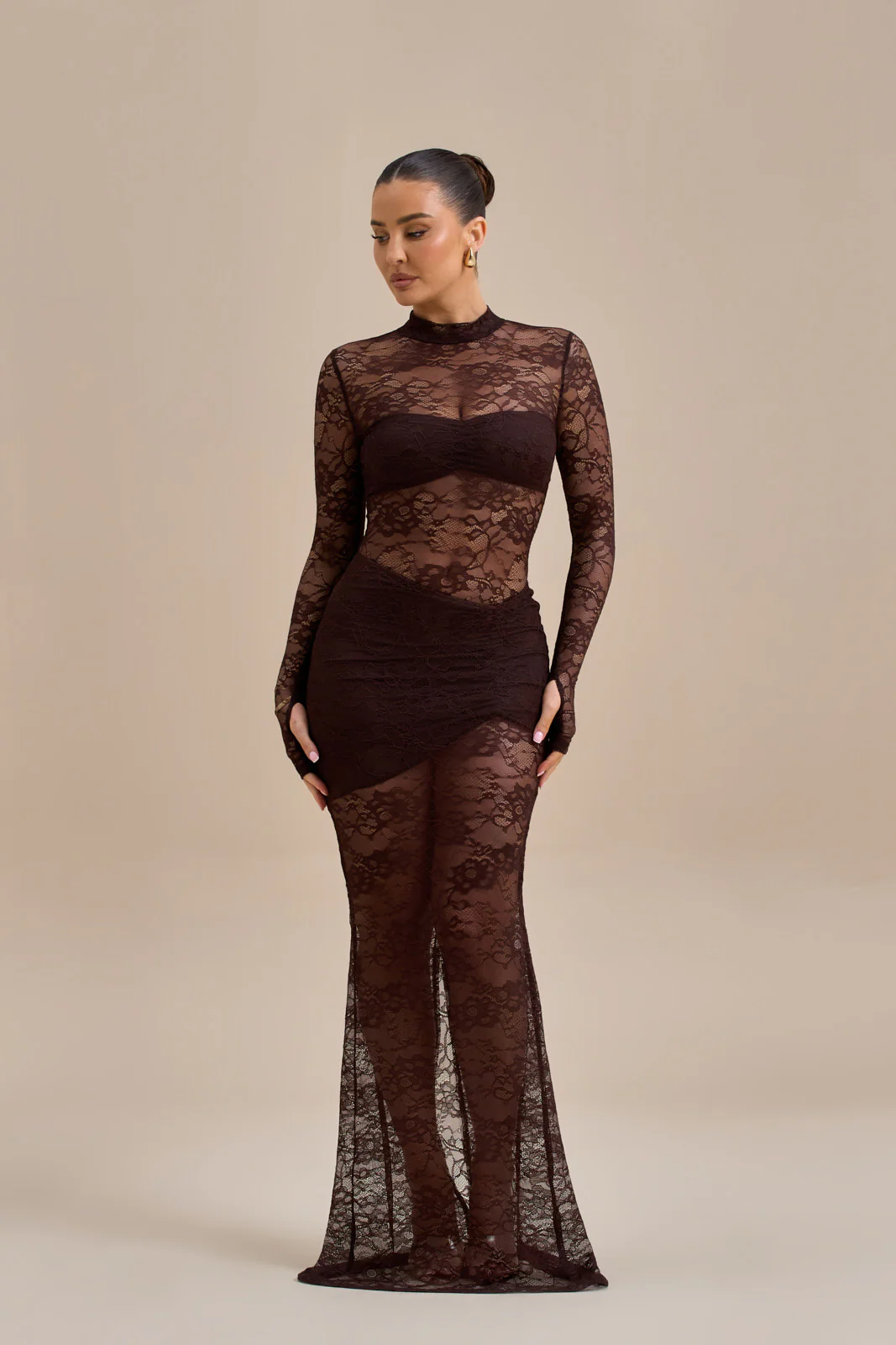 BRITNEY LACE MAXI SKIRT | CHOCOLATE - Image 4