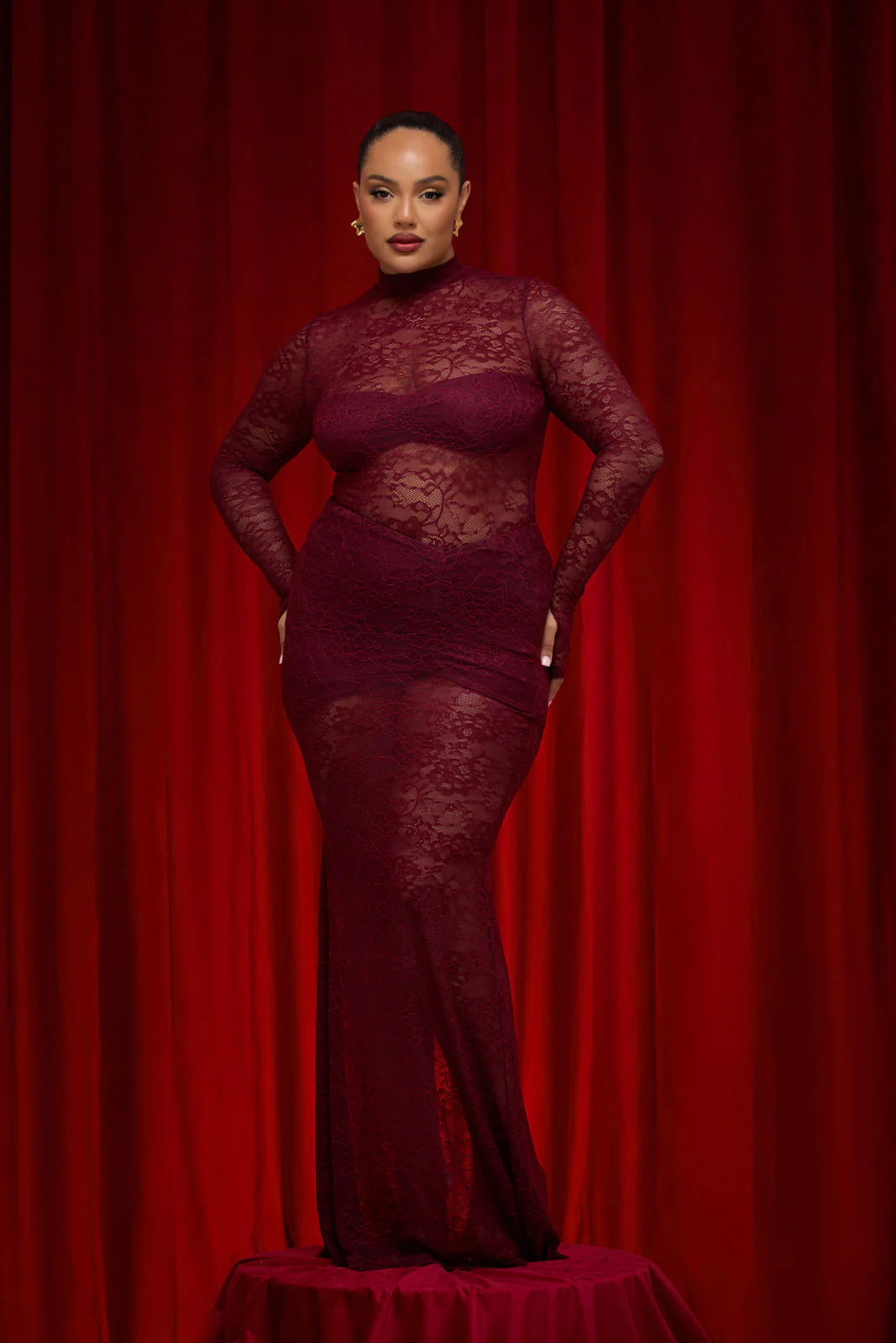 BRITNEY LACE MAXI SKIRT | WINE - Image 18