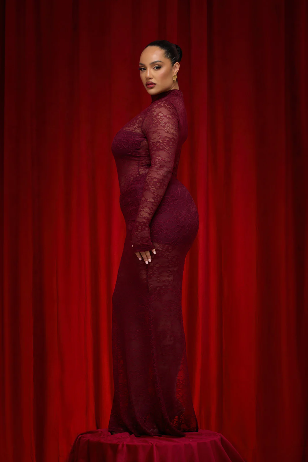 BRITNEY LACE MAXI SKIRT | WINE - Image 21