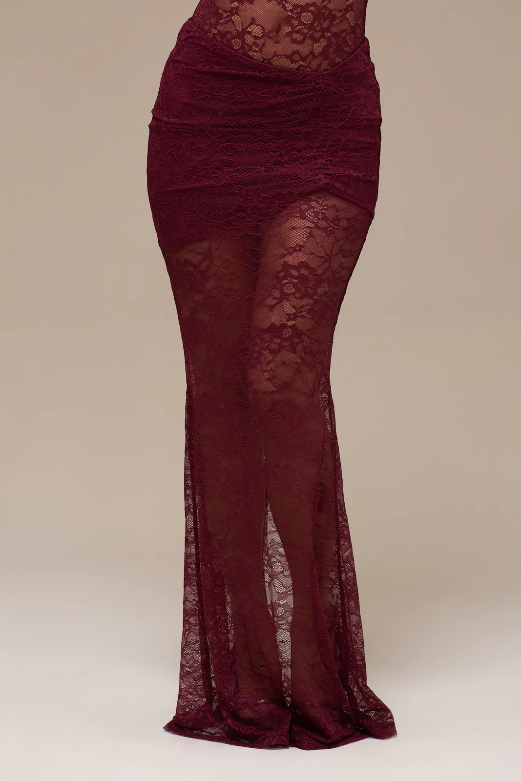 BRITNEY LACE MAXI SKIRT | WINE - Image 4