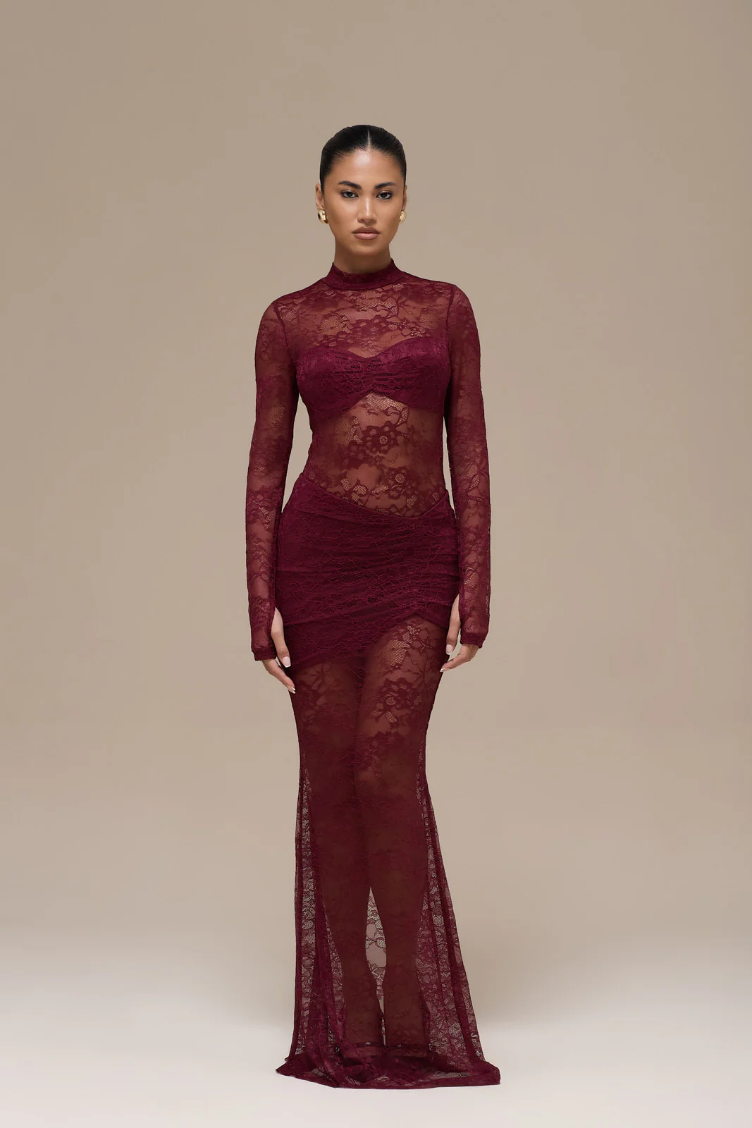 BRITNEY LACE MAXI SKIRT | WINE - Image 6