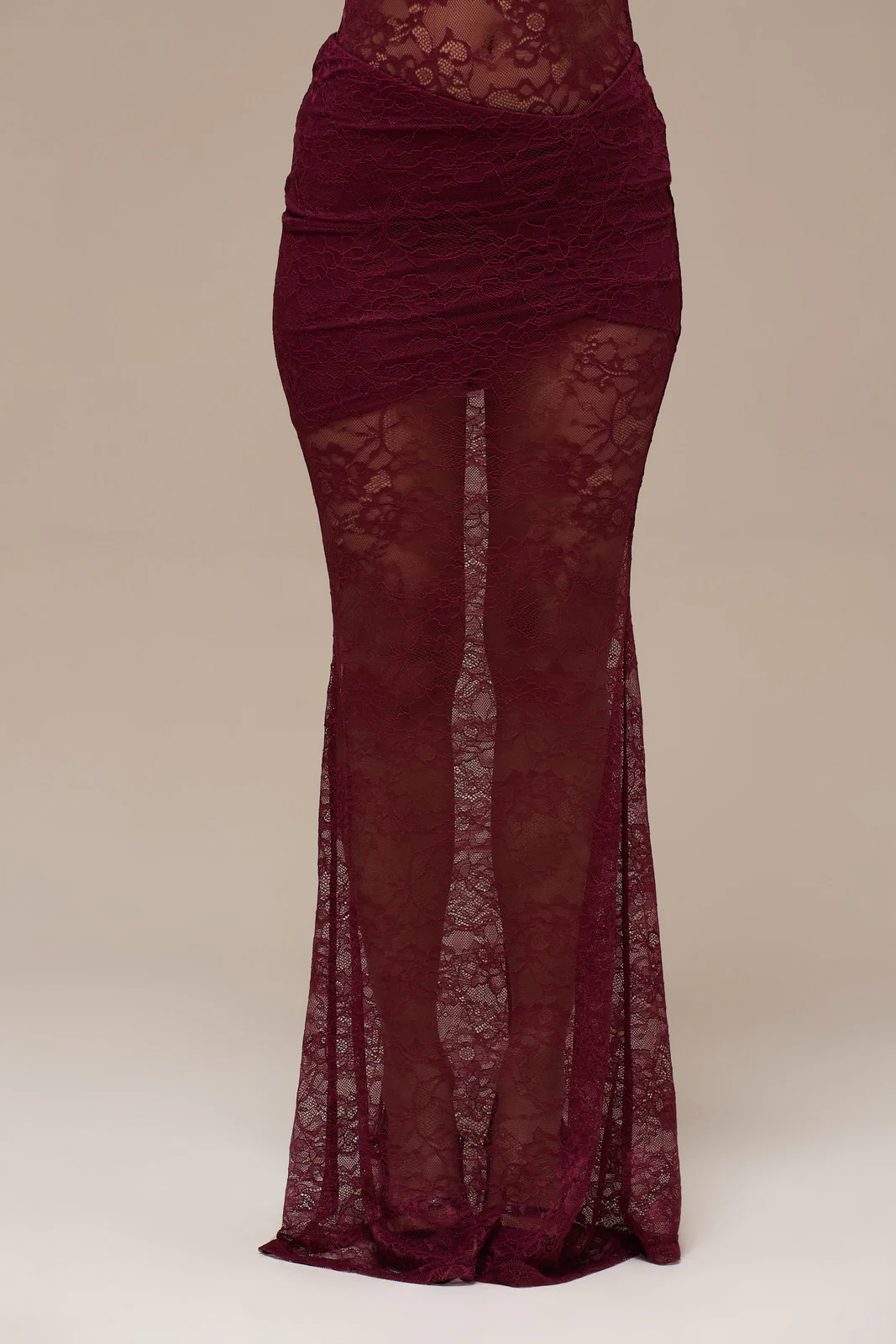 BRITNEY LACE MAXI SKIRT | WINE - Image 9