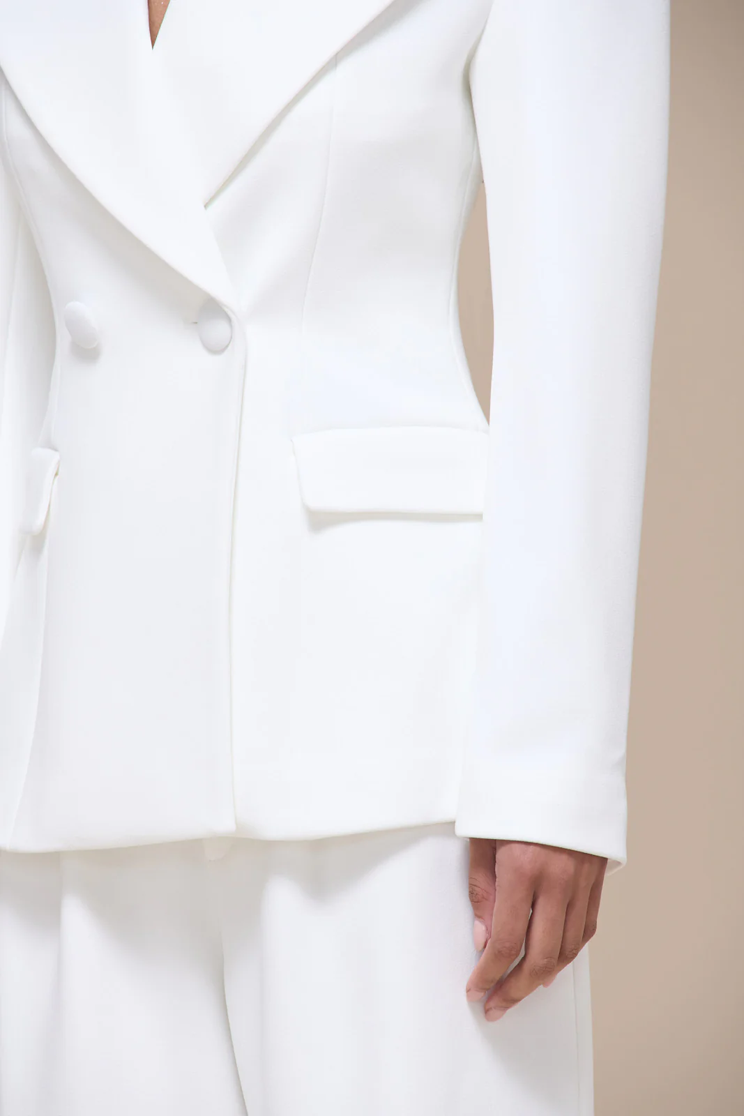 CHARLOTTE DOUBLE BREASTED PADDED SUITING JACKET | WHITE - Image 6