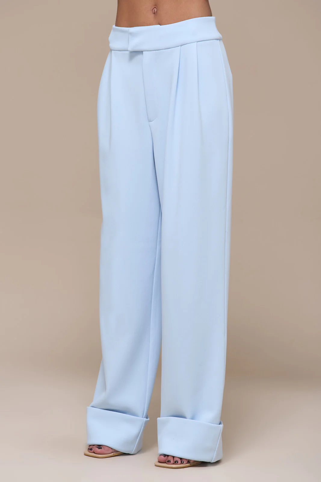 CHARLOTTE HIGH WAIST PLEATED SUITING TROUSERS WITH ADJUSTABLE WAIST | BABY BLUE - Image 5