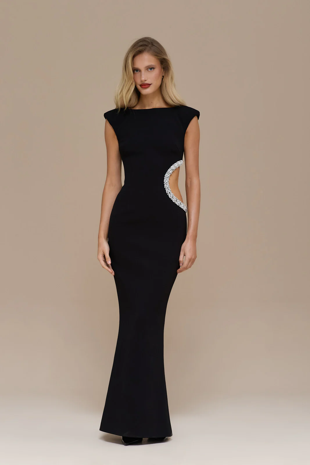 CINDY CRYSTAL CUT OUT MAXI DRESS | BLACK - Image 16