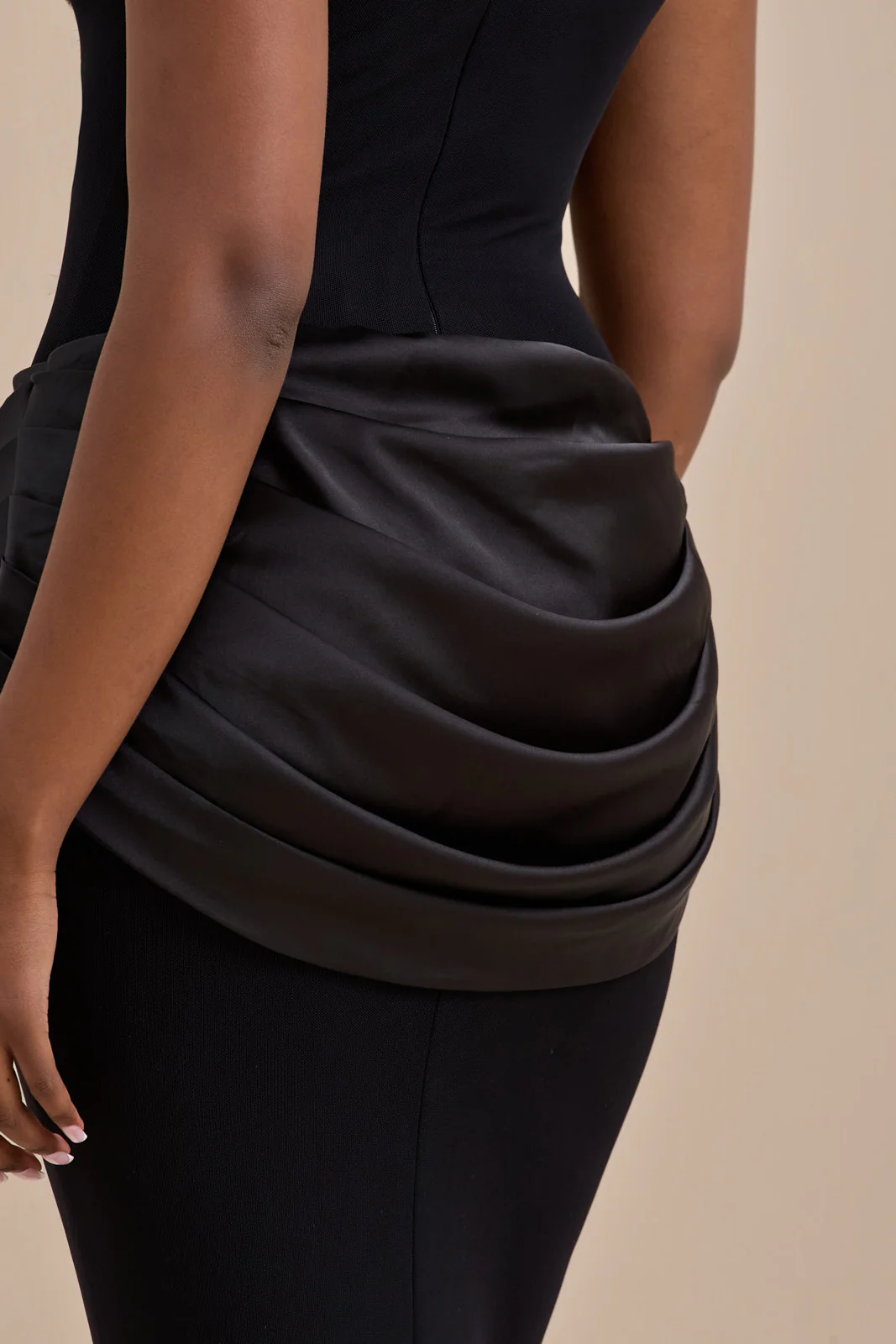 EMAN SLEEVELESS MAXI DRESS WITH SATIN DRAPED WAIST DETAIL | BLACK - Image 18