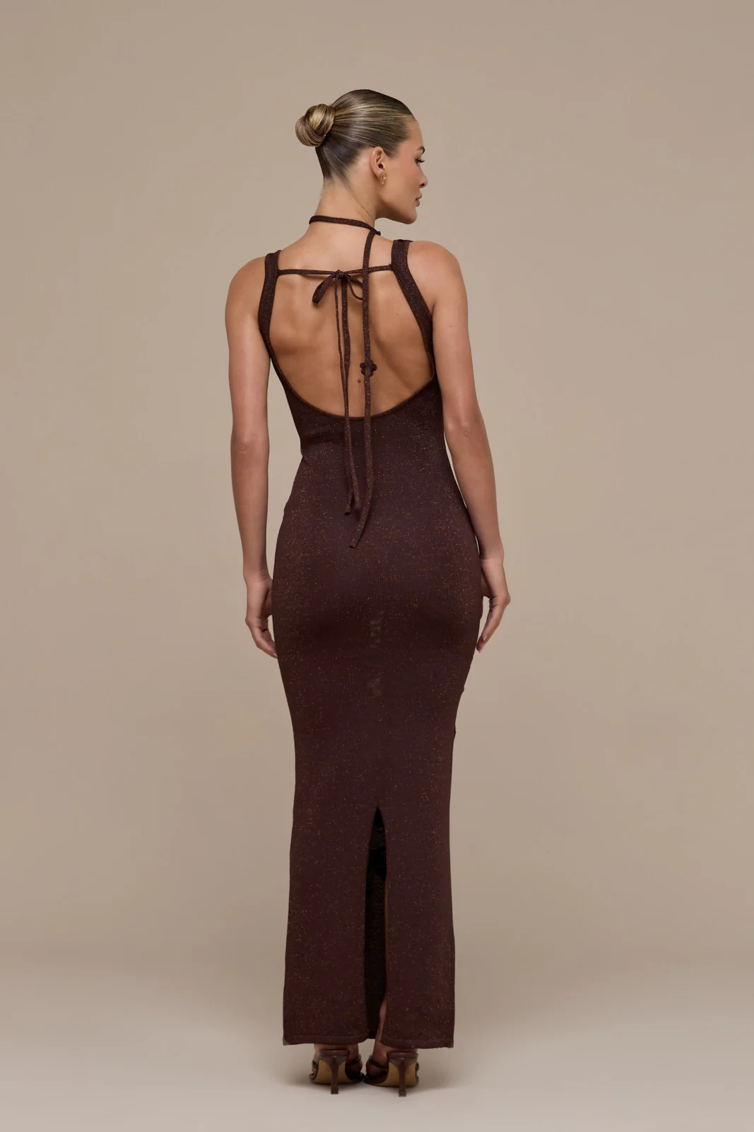EDEN KNITTED MAXI DRESS WITH FLORAL APPLIQUÉ | CHOCOLATE - Image 13