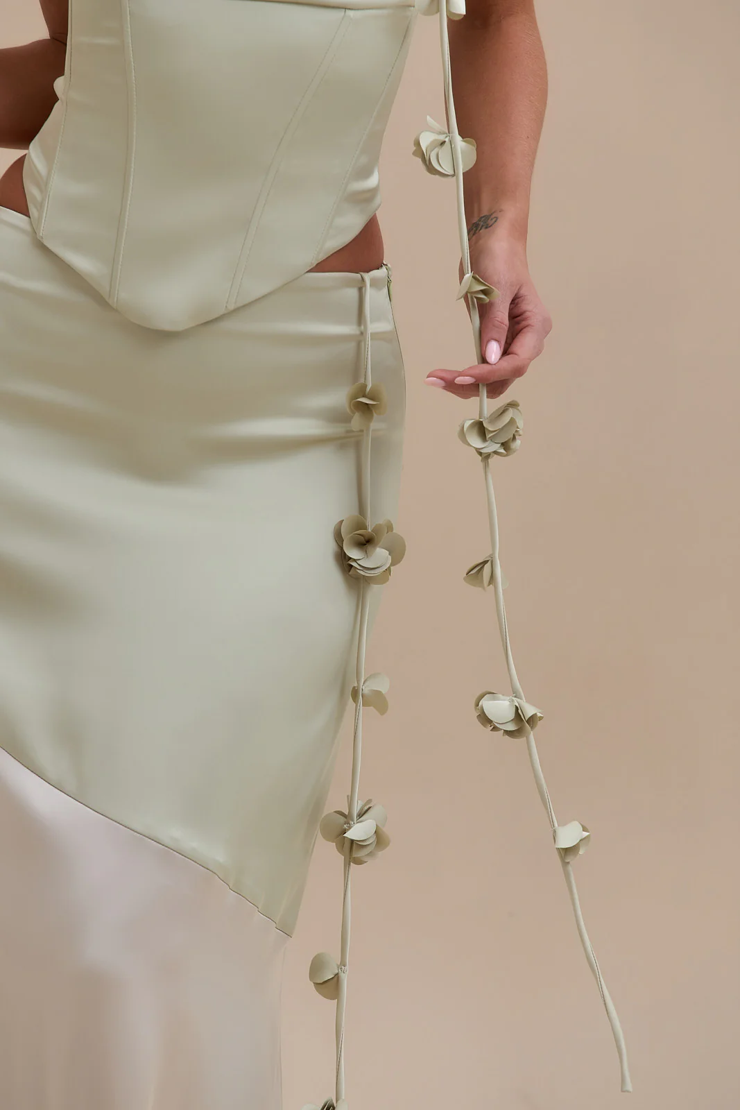 ESMERELDA MAXI SKIRT | SAGE & VANILLA - SALE - Image 4