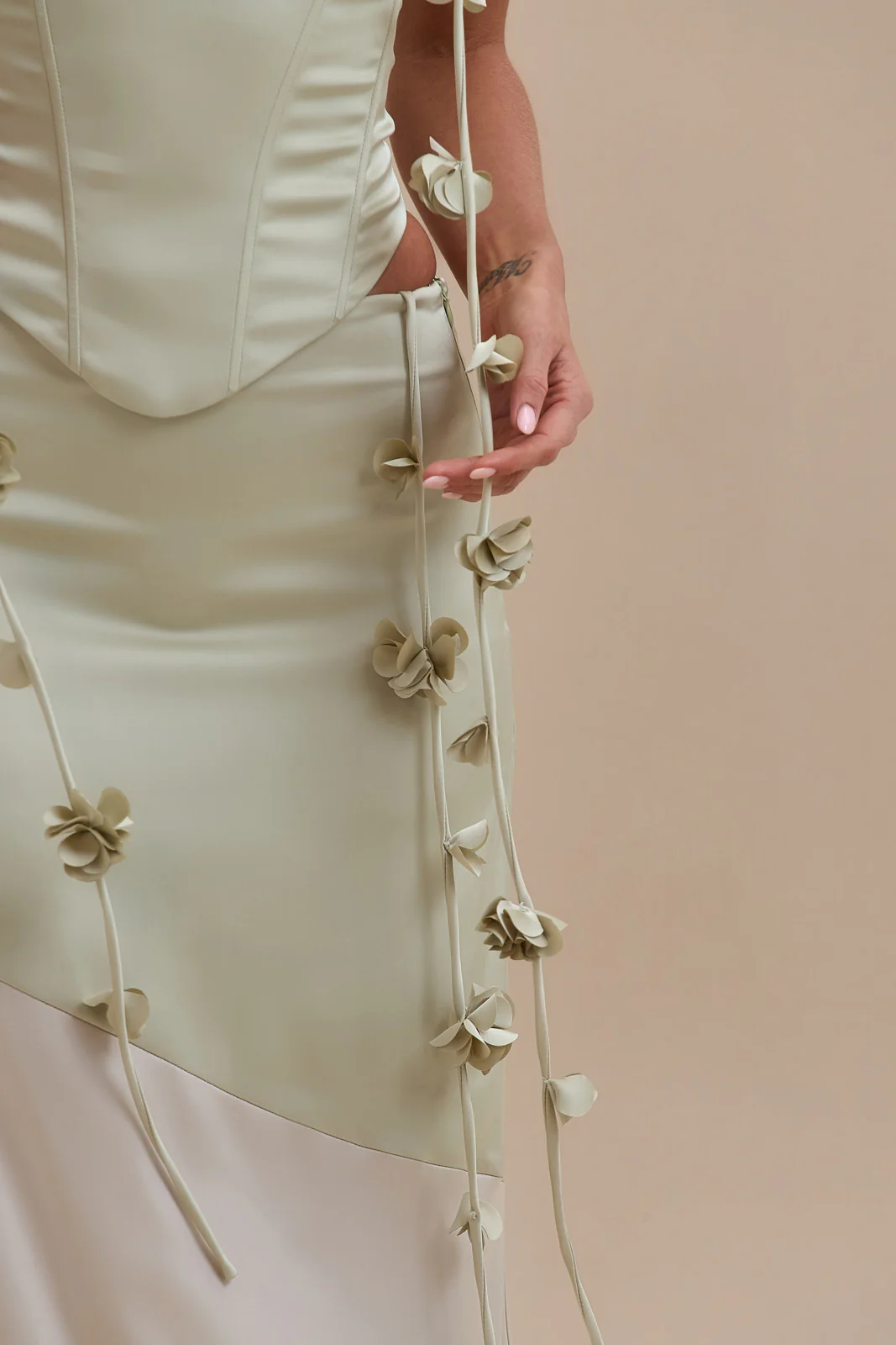 ESMERELDA MAXI SKIRT | SAGE & VANILLA - SALE - Image 7