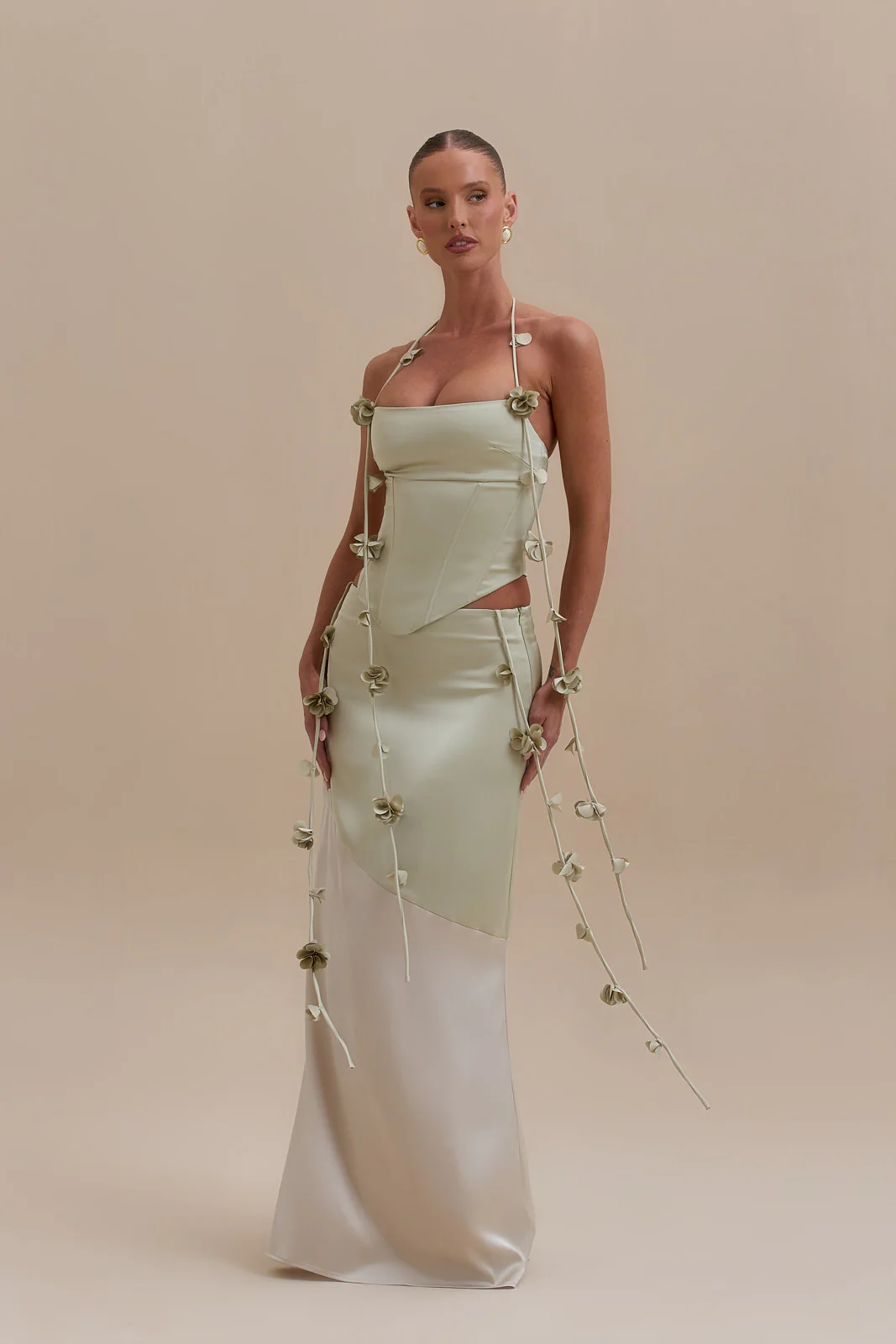 ESMERELDA MAXI SKIRT | SAGE & VANILLA - SALE - Image 9