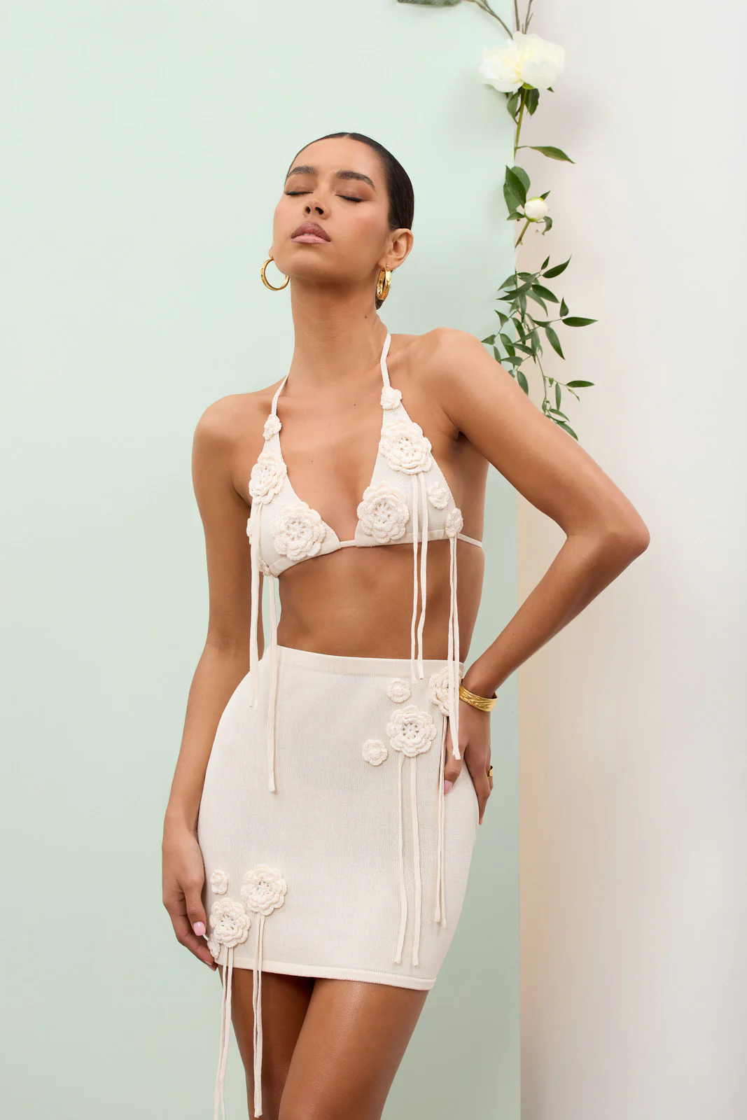 FLORA KNIT MINI SKIRT | VANILLA - SALE - Image 5
