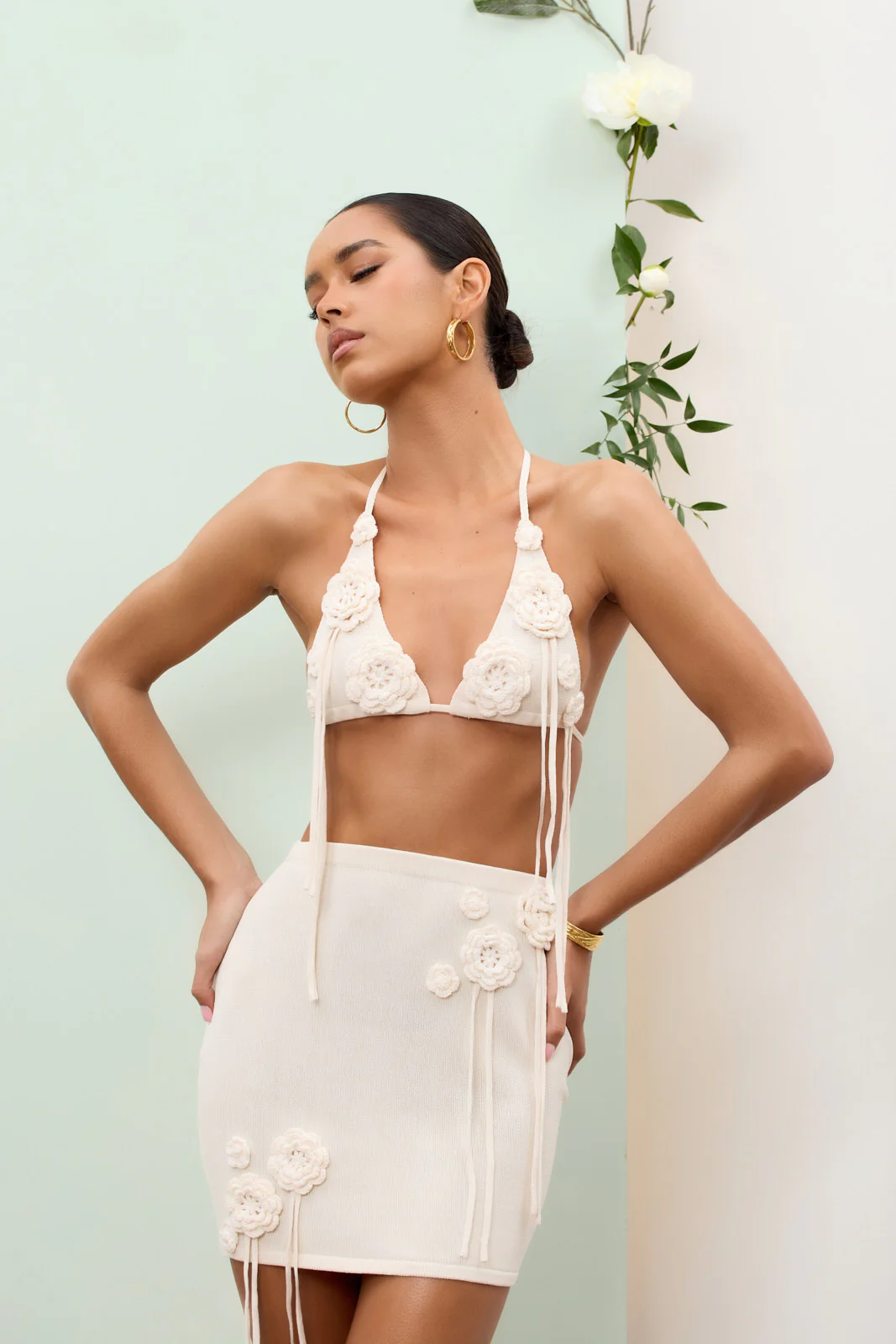 FLORA KNIT MINI SKIRT | VANILLA - SALE - Image 7