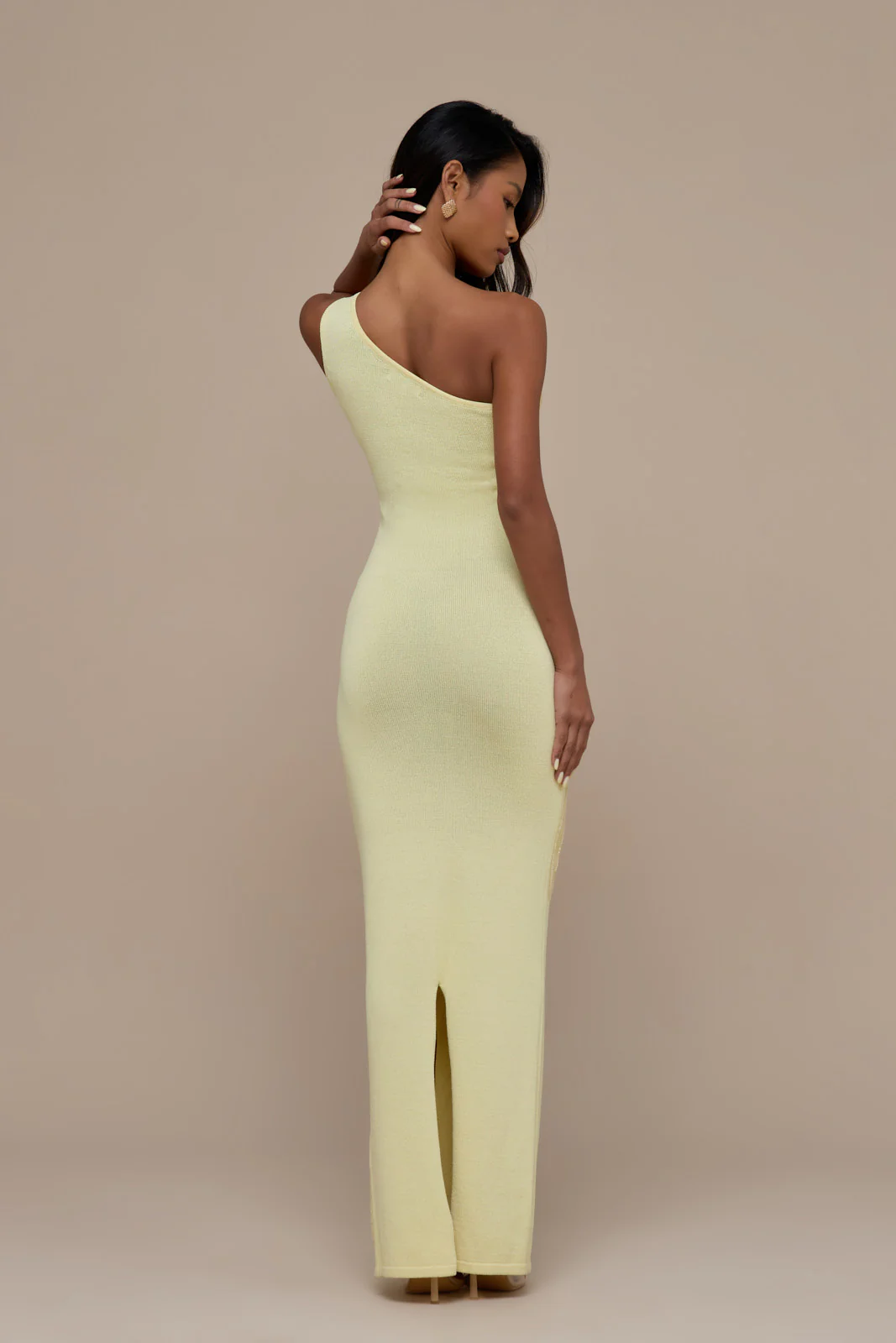 FLOSSIE KNITTED MAXI DRESS WITH BEADED FLORAL DETAIL | LEMON - Image 12
