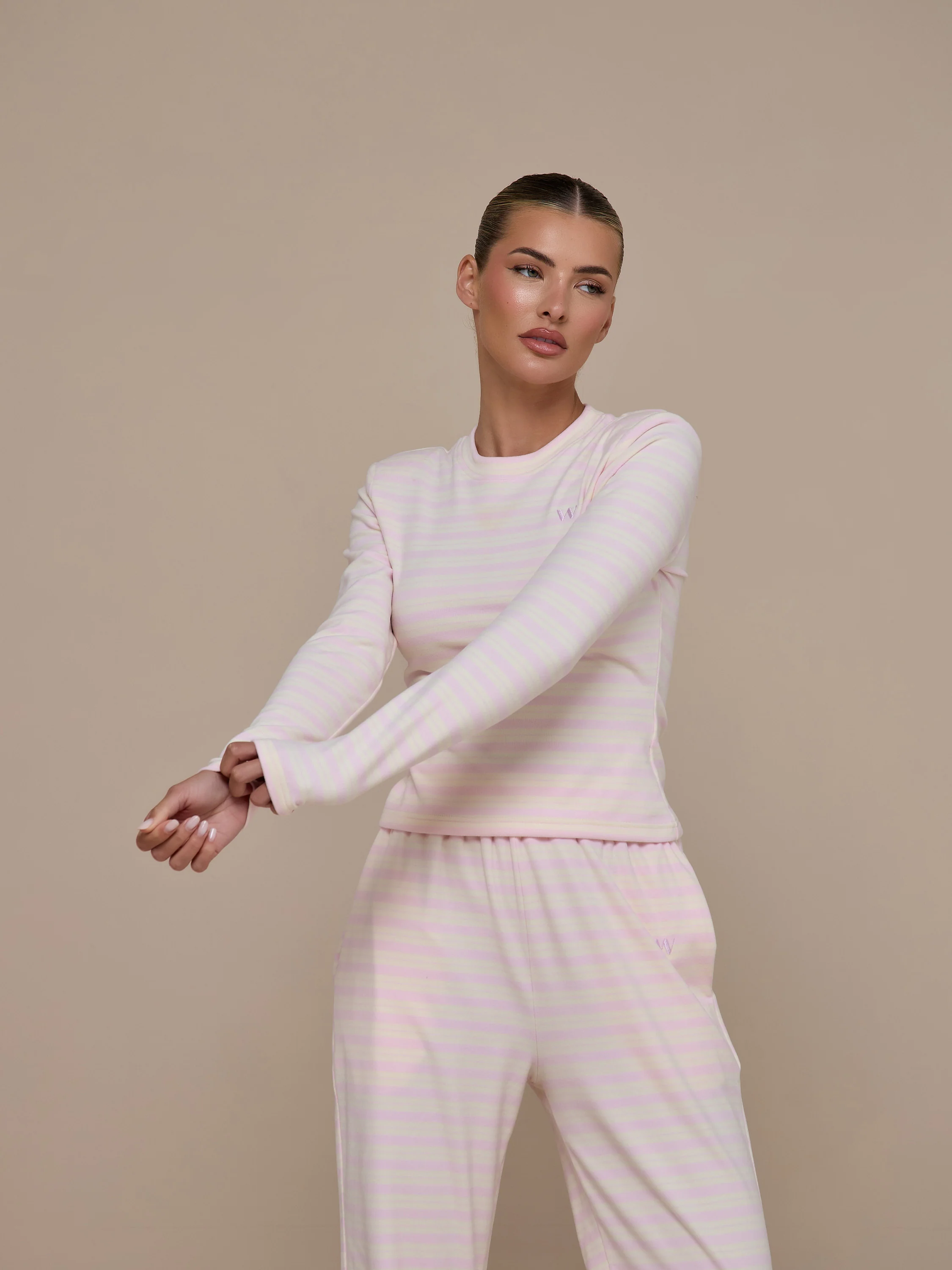 FRANKIE LONG SLEEVE ROUND NECK TOP | PINK & LEMON