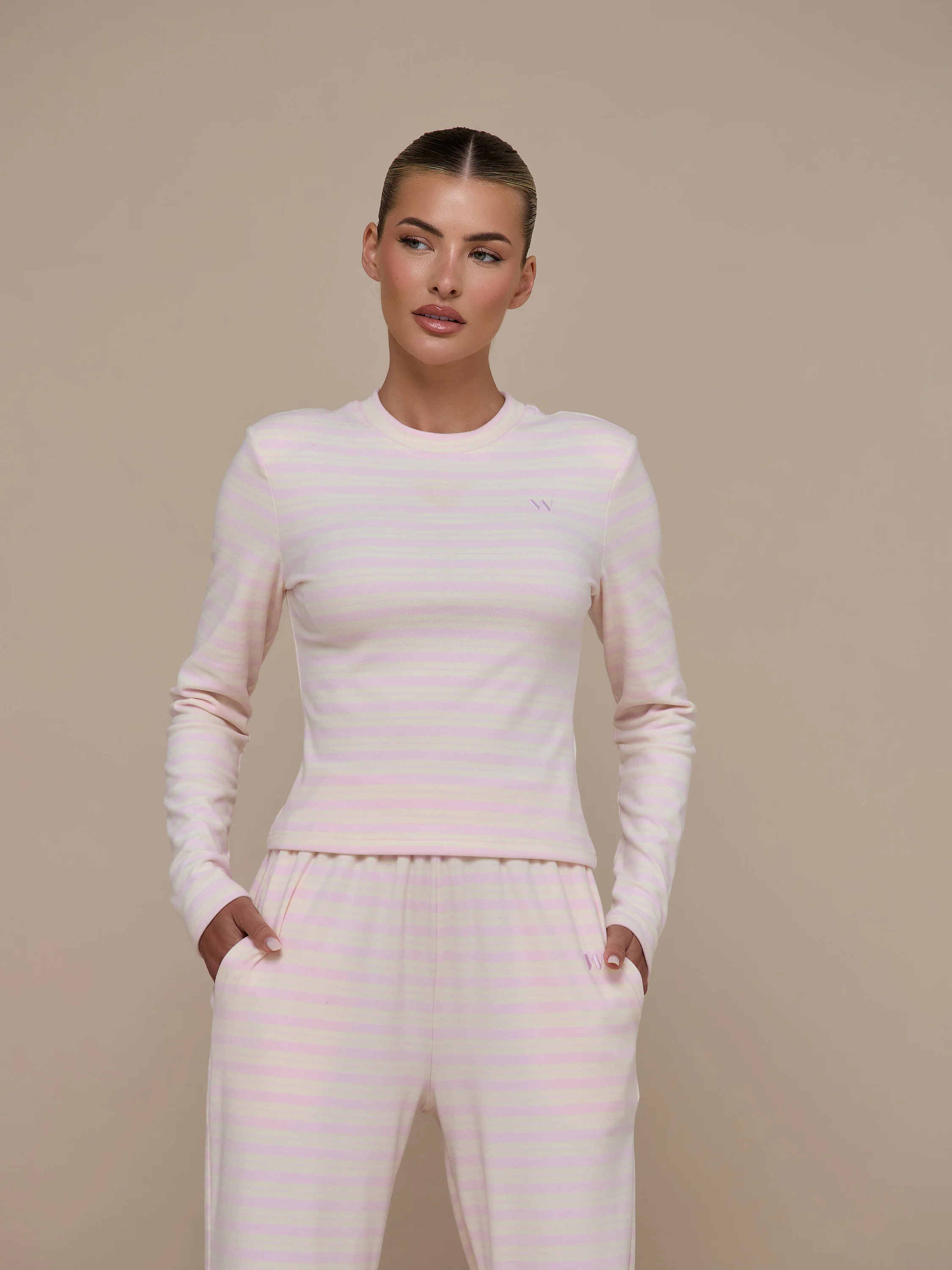 FRANKIE LONG SLEEVE ROUND NECK TOP | PINK & LEMON - Image 2