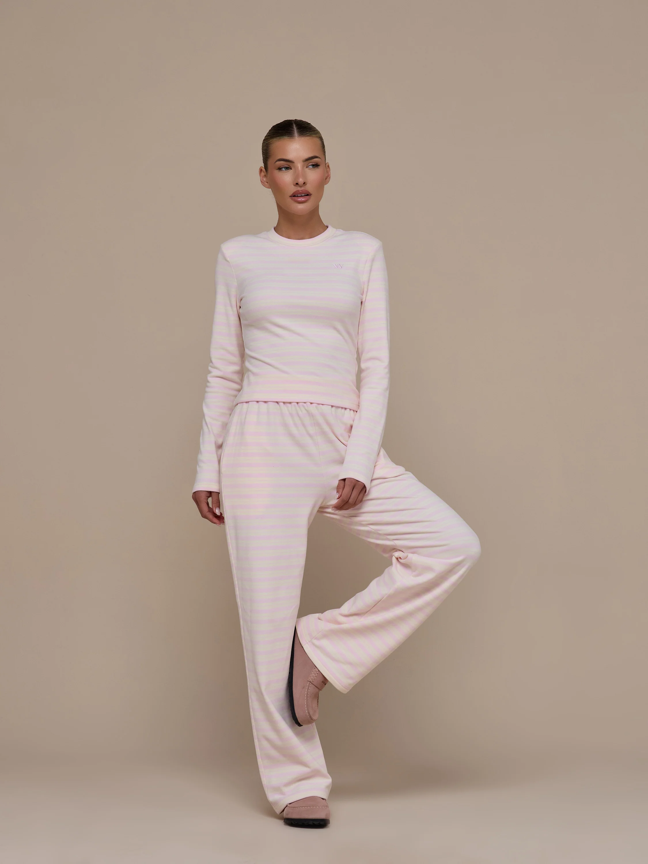 FRANKIE LONG SLEEVE ROUND NECK TOP | PINK & LEMON - Image 3