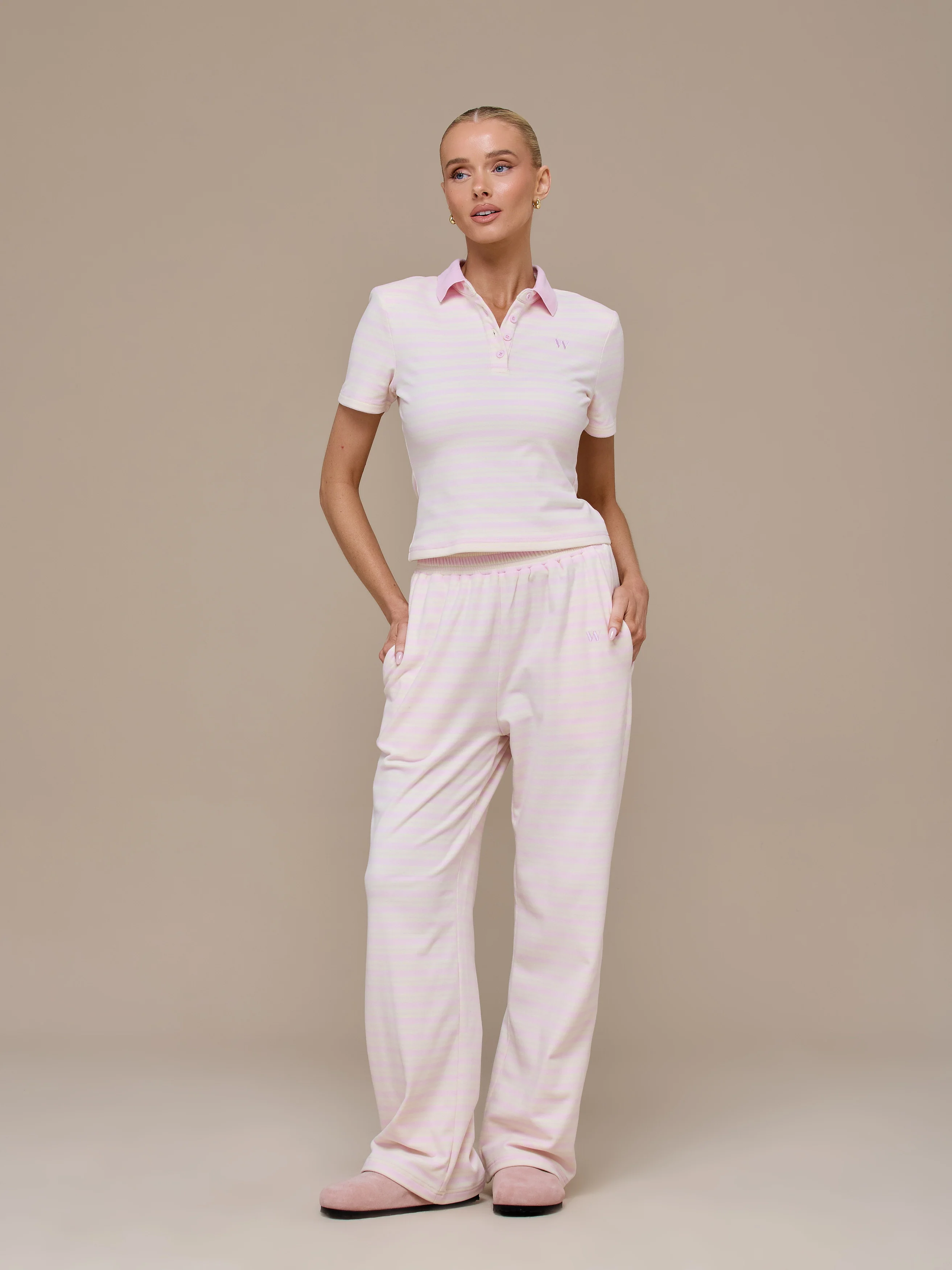 FRANKIE SHORT SLEEVE POLO TOP | PINK & LEMON - Image 11