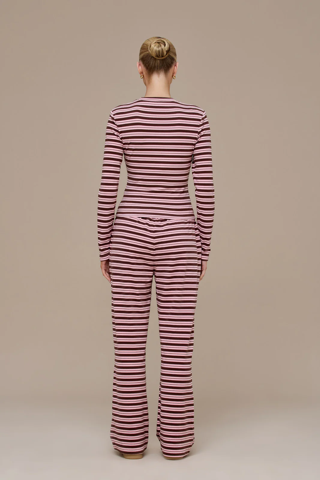 FRANKIE STRAIGHT LEG TROUSERS | BROWN & PINK - Image 2