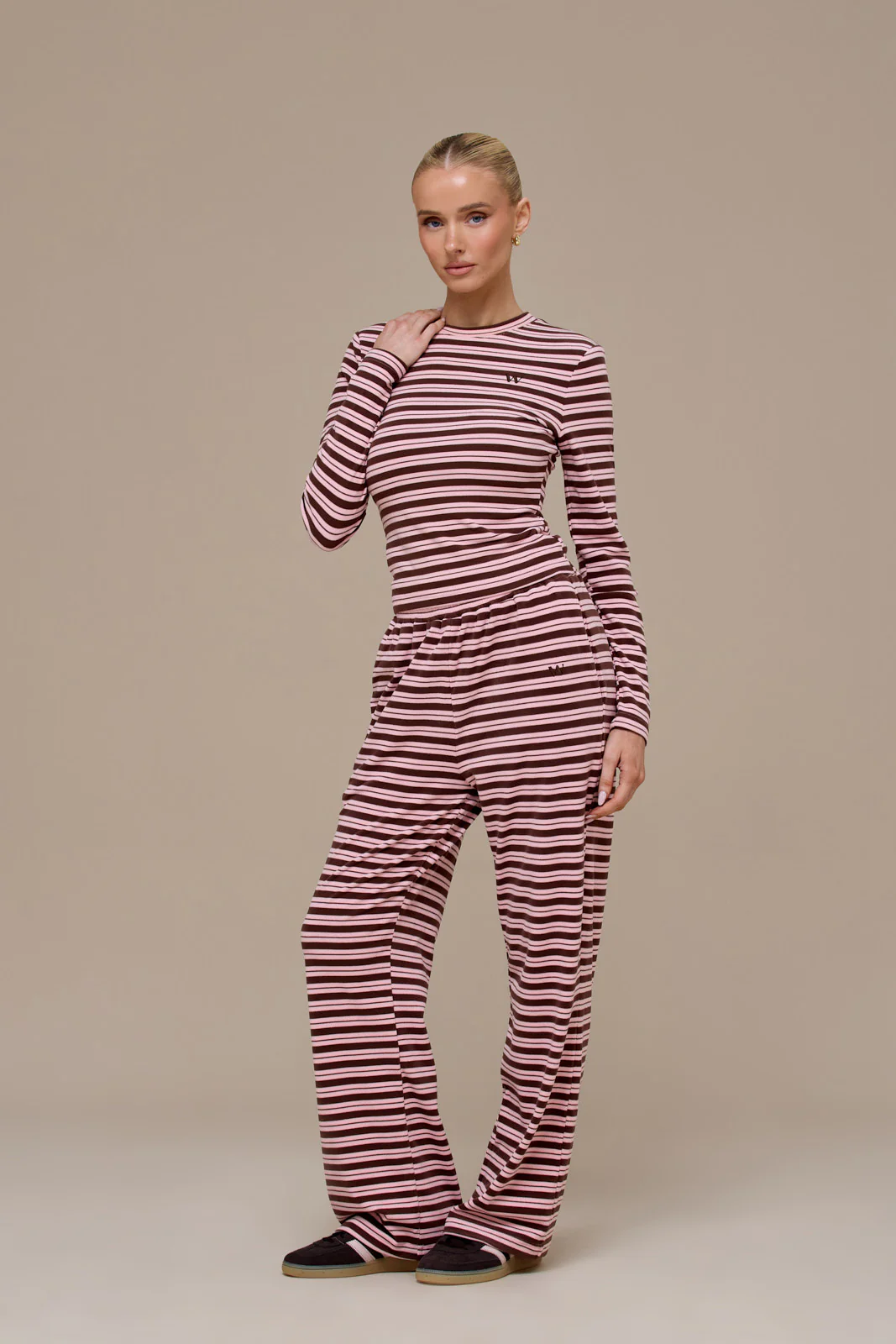 FRANKIE STRAIGHT LEG TROUSERS | BROWN & PINK - Image 6