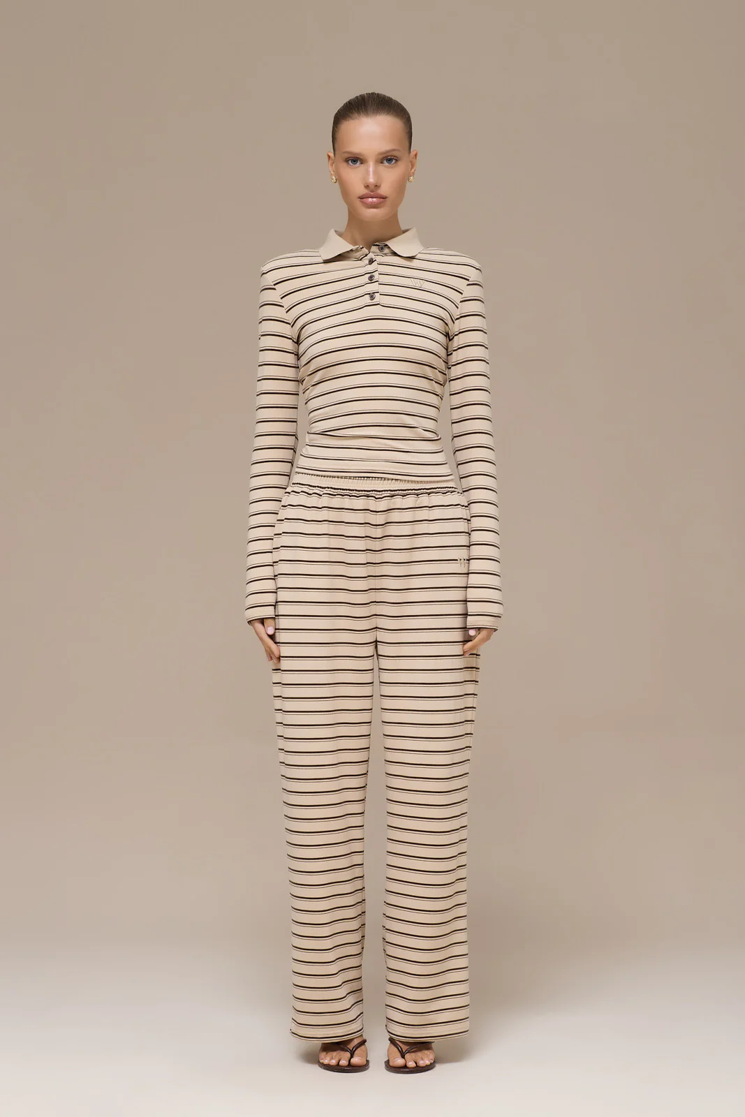 FRANKIE TROUSERS | BEIGE STRIPE - SALE - Image 3